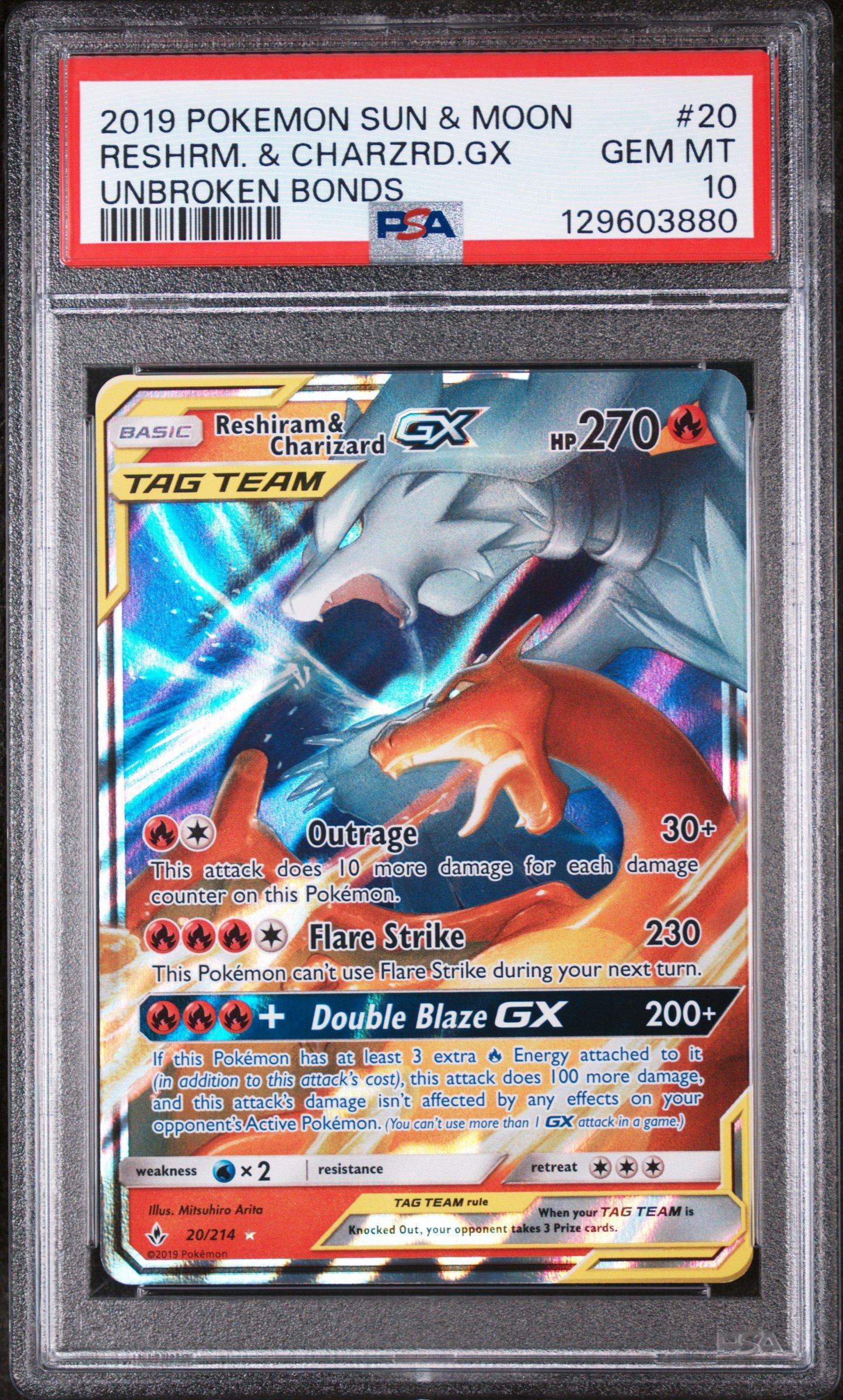 2019 Pokemon Sun & Moon Unbroken Bonds 20 Reshiram & Charizard Gx