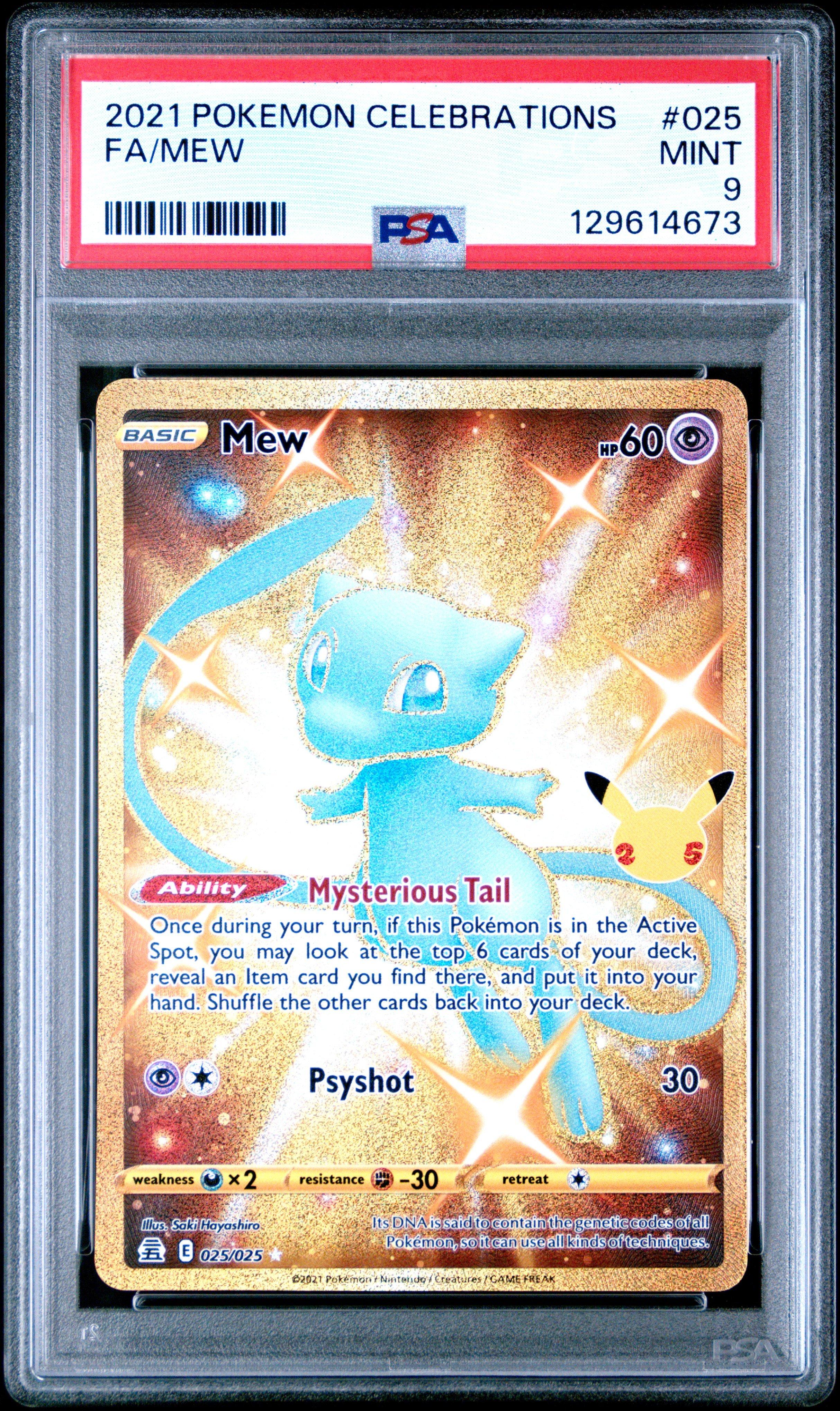 2021 Pokemon Celebrations 025 Full Art/mew PSA 9 Graded Card