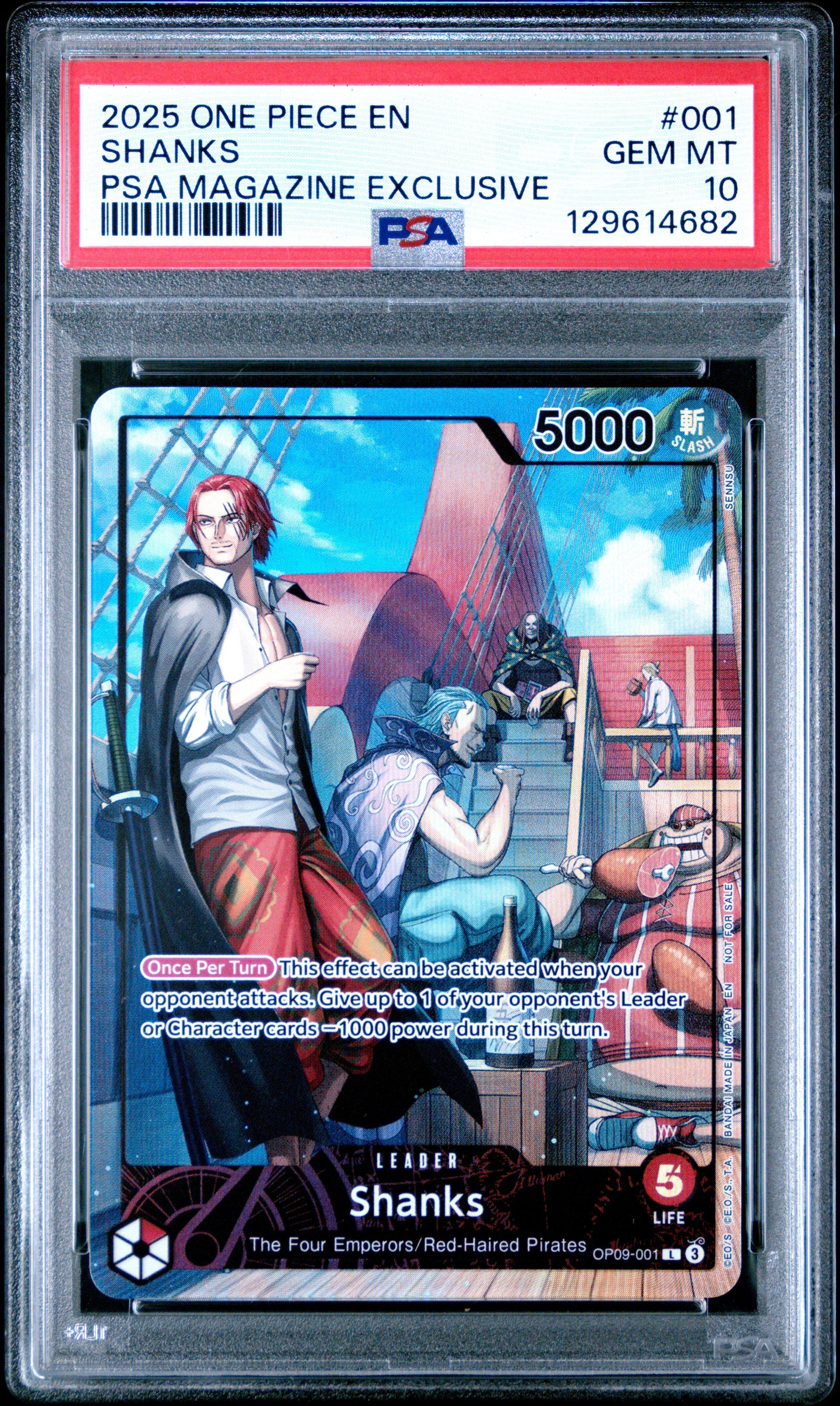 2025 ONE PIECE JP ひばり GEM MT sr psa10 2025 One Piece Promos 001 Shanks Psa Magazine Exclusive PSA 10