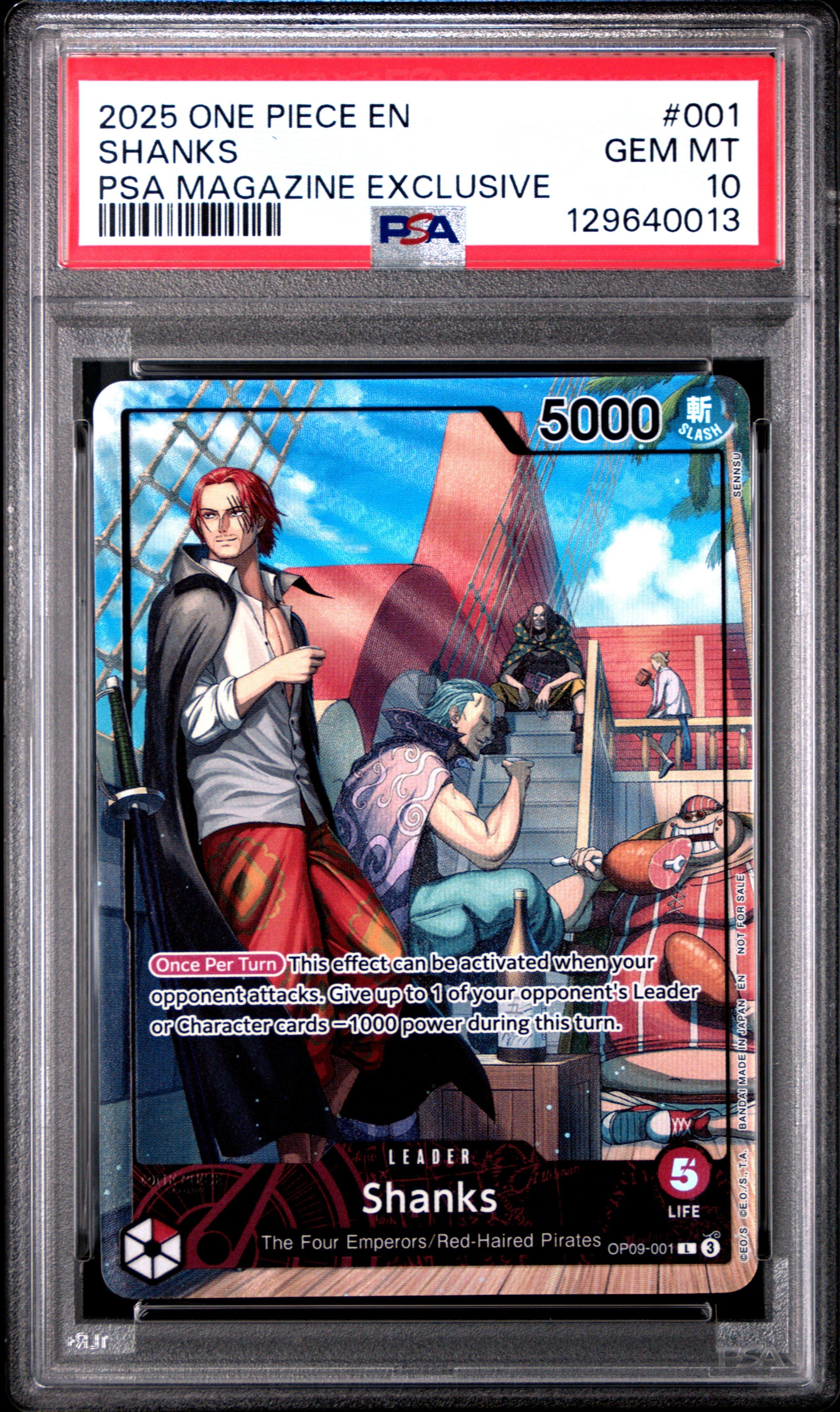 2025 One Piece Promos 001 Shanks Psa Magazine Exclusive PSA 10