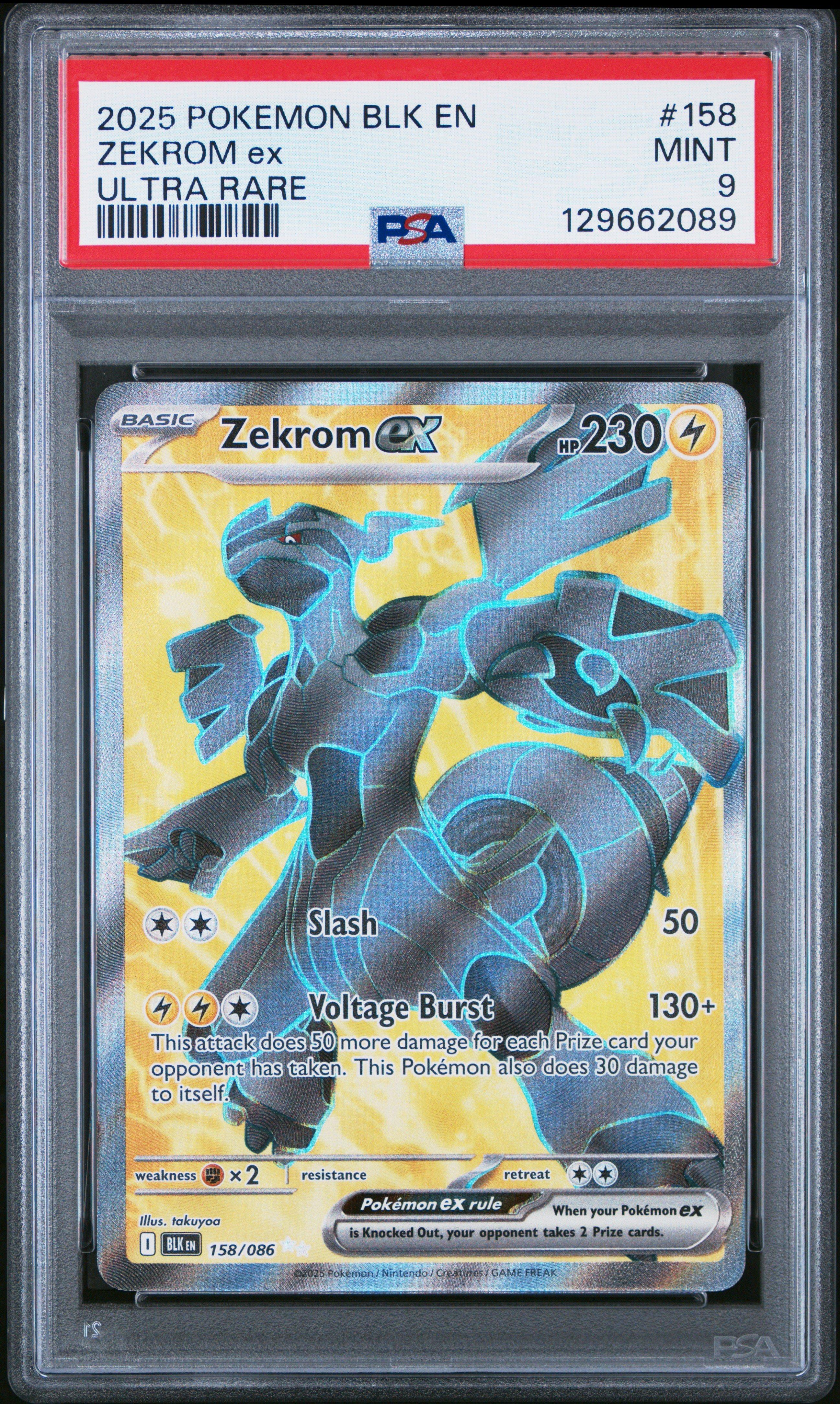 2025 Pokemon Blk En-black Bolt 158 Zekrom Ex Ultra Rare PSA 9