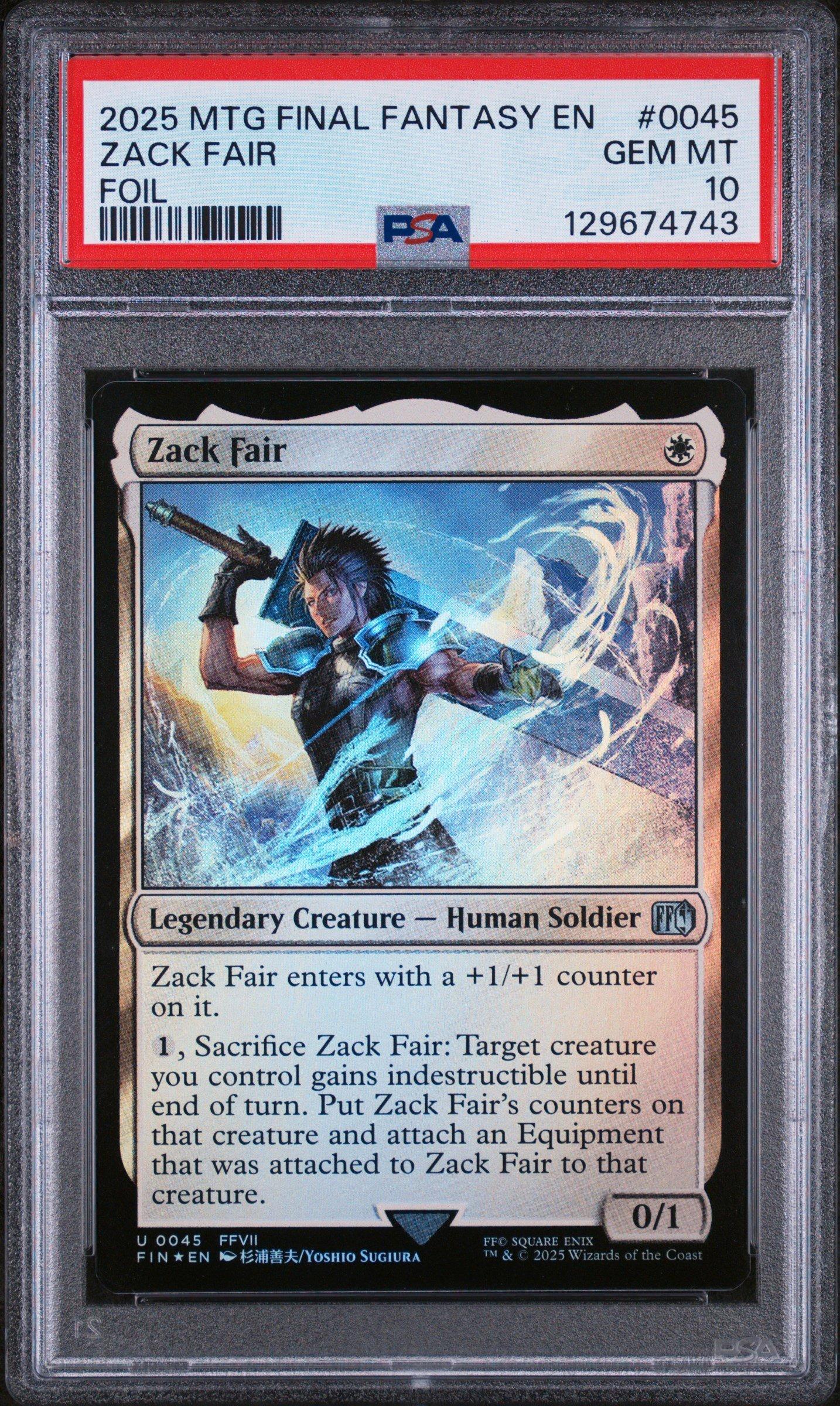 2025 Magic The Gathering Final Fantasy 0045 Zack Fair Foil PSA 10