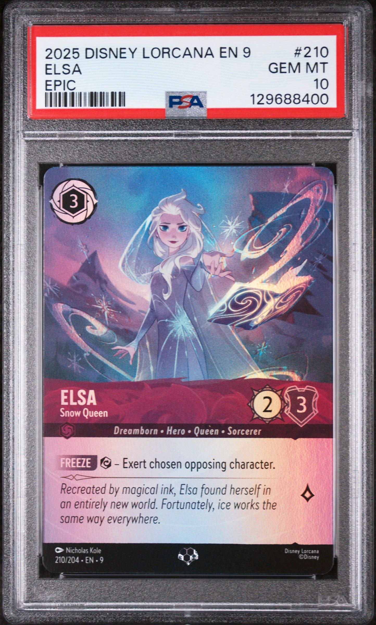 2025 Disney Lorcana En 9-fabled 210 Elsa - Snow Queen Epic PSA 10