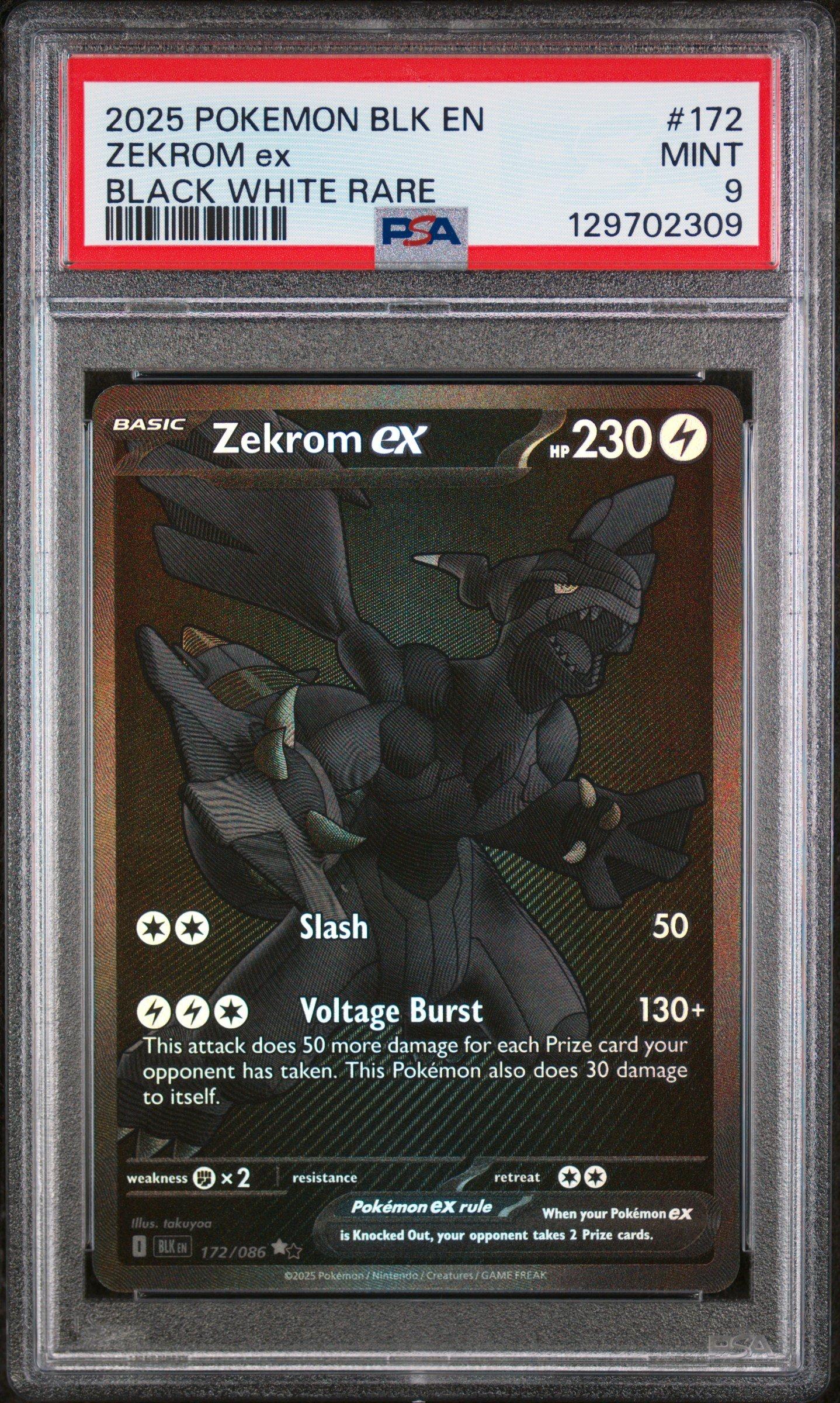2025 Pokemon Blk En-black Bolt 172 Zekrom Ex Black White Rare PSA