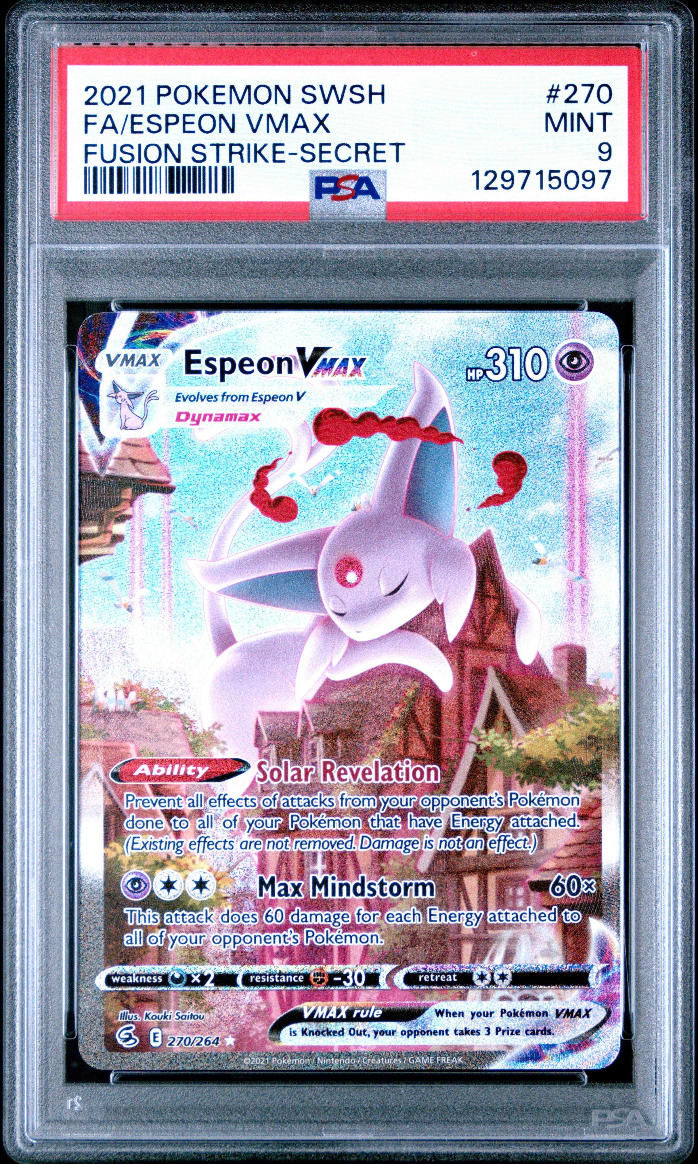 espeon vmax pokemon card Espeon VMAX 2021 Pokemon Fusion Strike Secret Rare #270 PSA Authenticated 9 Card
