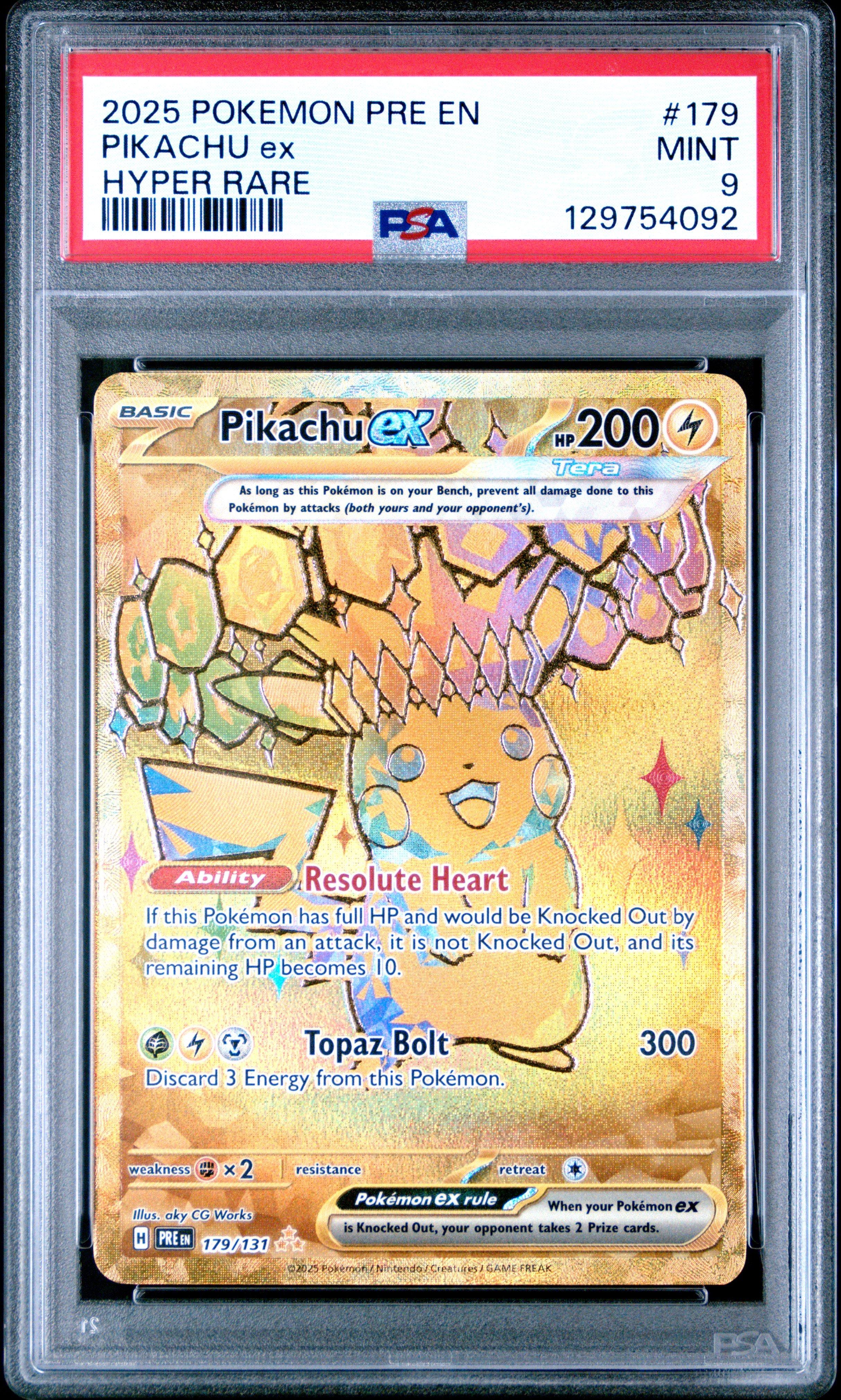 2025 Pokemon Pre En-prismatic Evolutions 179 Pikachu Ex Hyper Rare