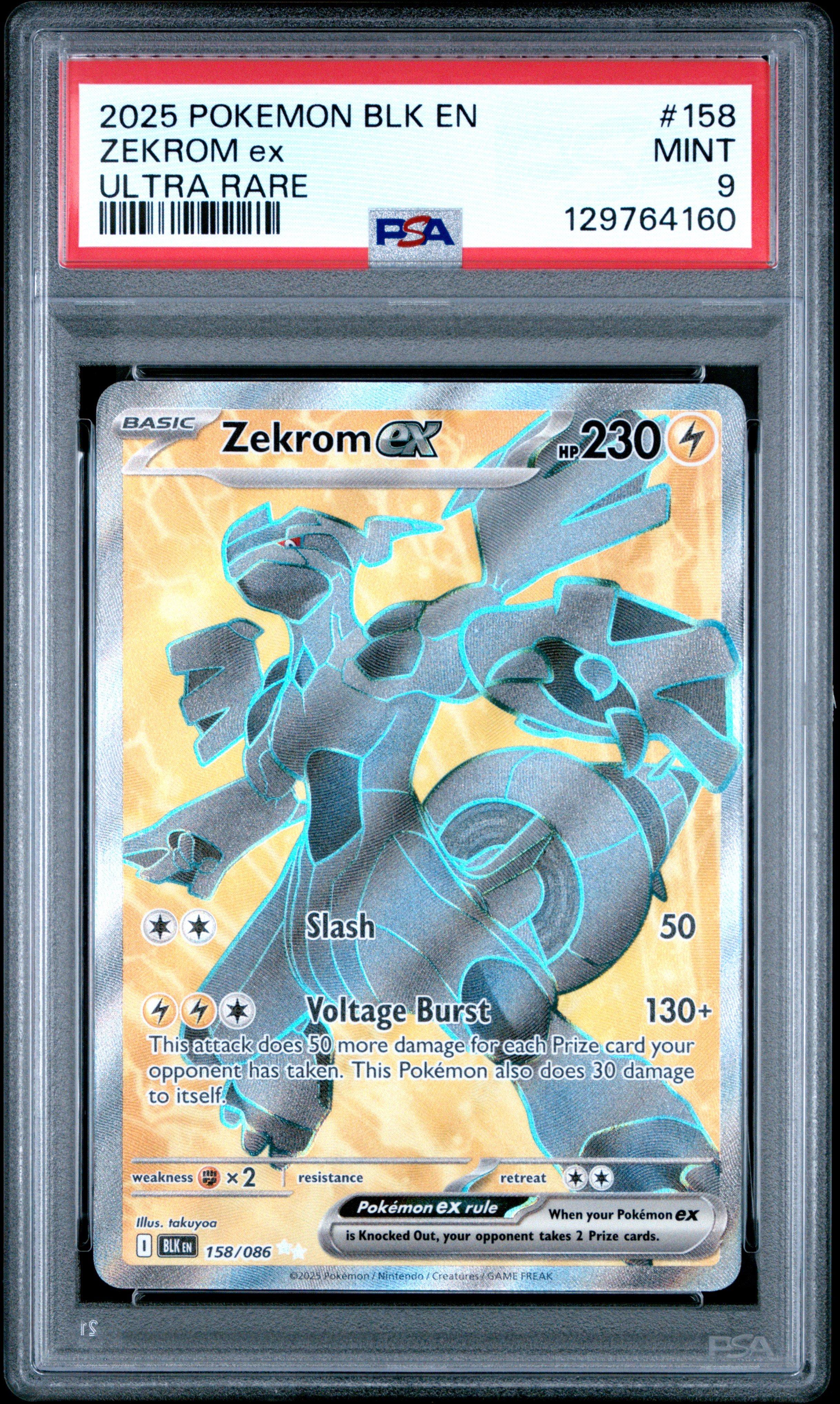 2025 Pokemon Blk En-black Bolt 158 Zekrom Ex Ultra Rare PSA 9