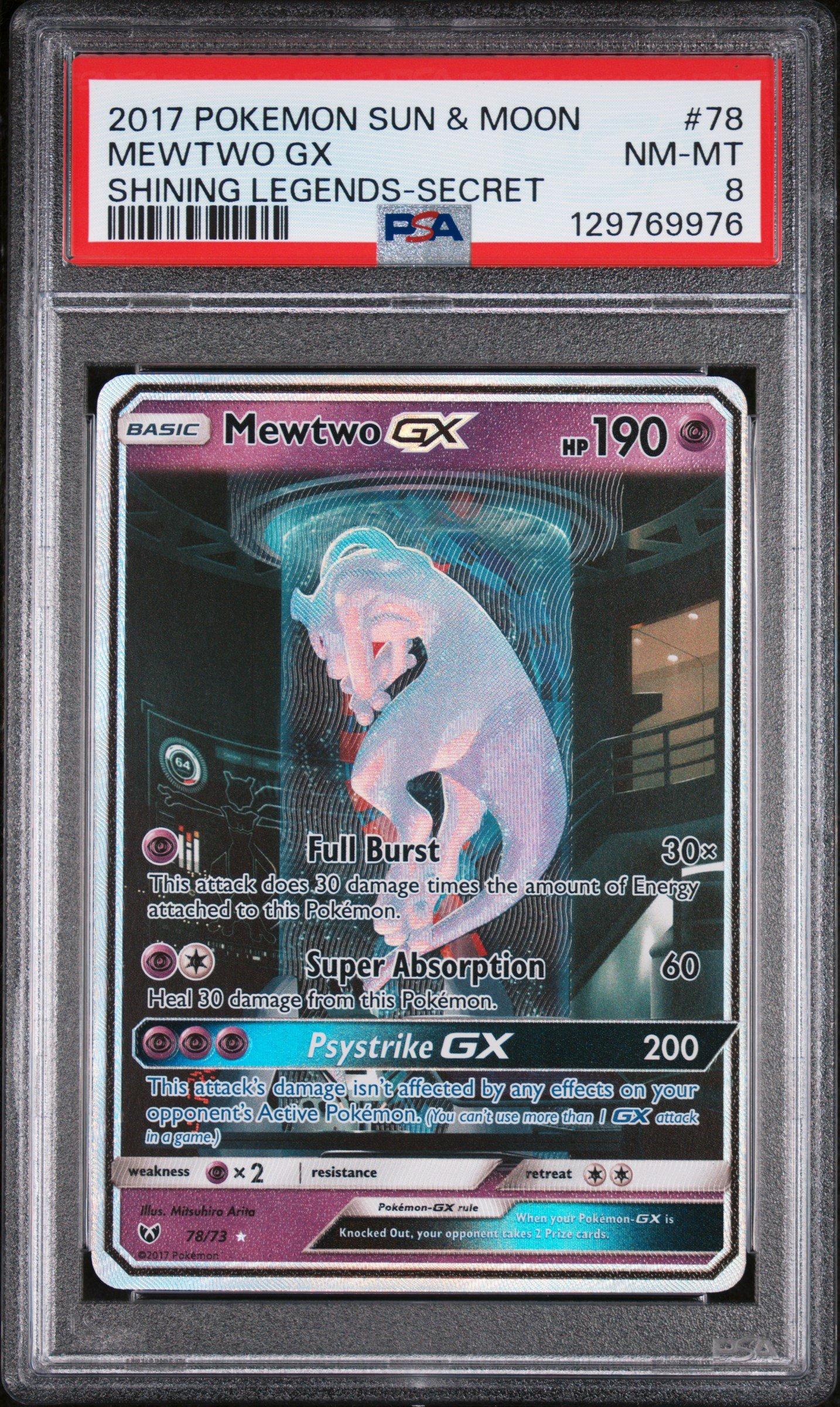 2017 Pokemon Sun & Moon Shining Legends 78 Mewtwo Gx Secret PSA 8 Graded  Card | GameStop