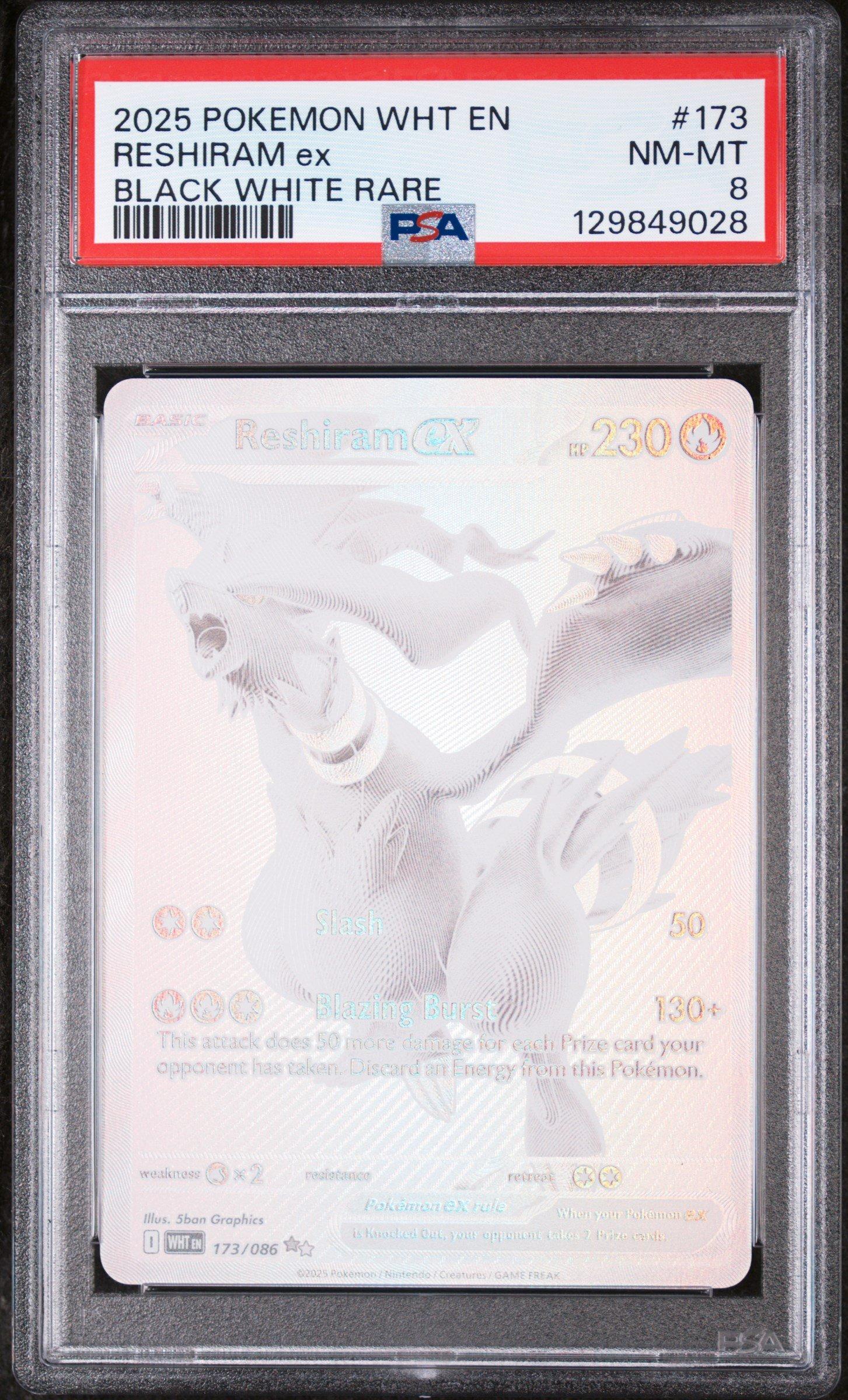 2025 Pokemon Wht En-white Flare 173 Reshiram Ex Black White Rare PSA 8  Graded Card | GameStop