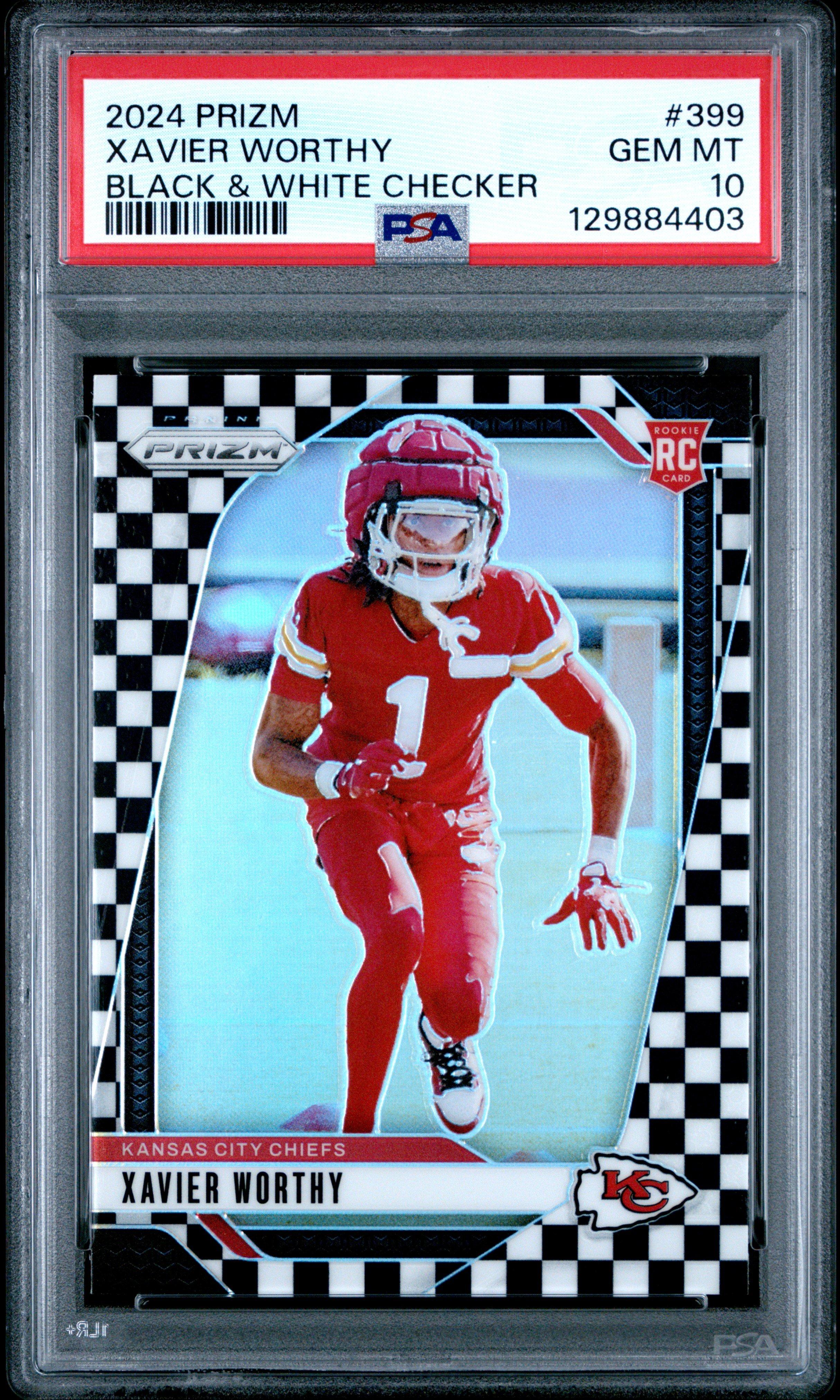 2024 Panini Prizm 399 Xavier Worthy Black & White Checker PSA 10