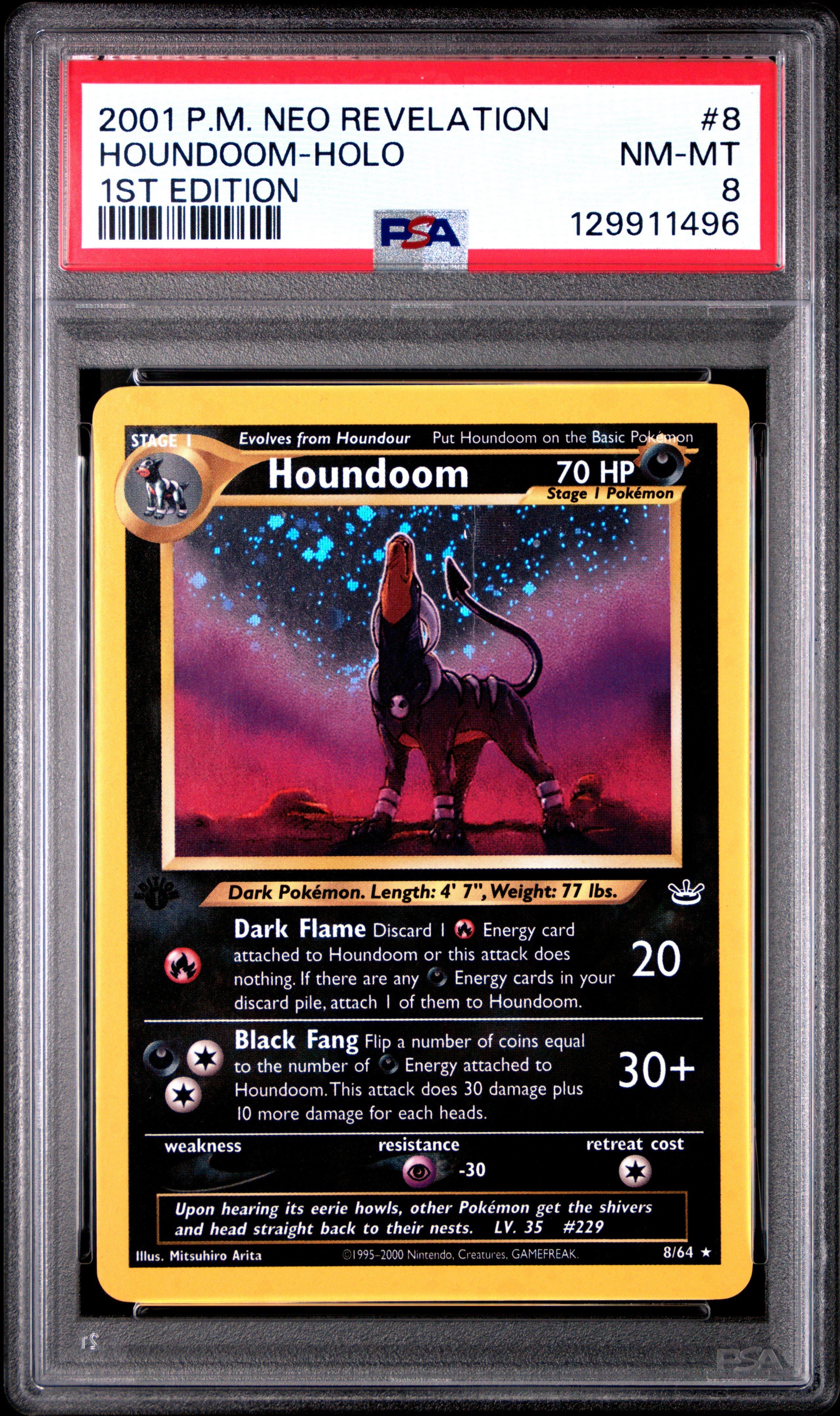 2001 Pokemon Neo Revelation 8 Houndoom-holo 1st Edition PSA 8