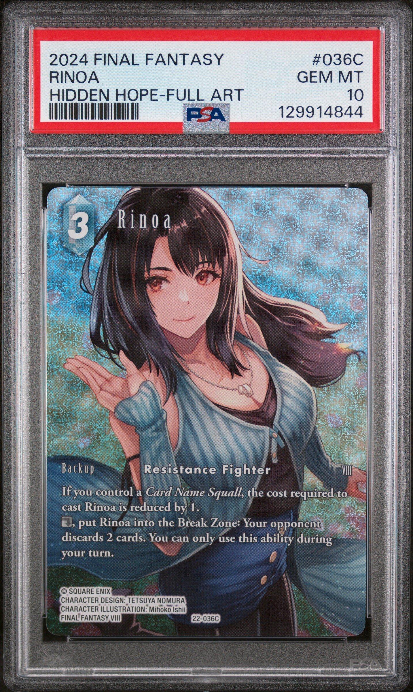2024 Final Fantasy Hidden Hope 036c Rinoa Full Art PSA 10 Graded