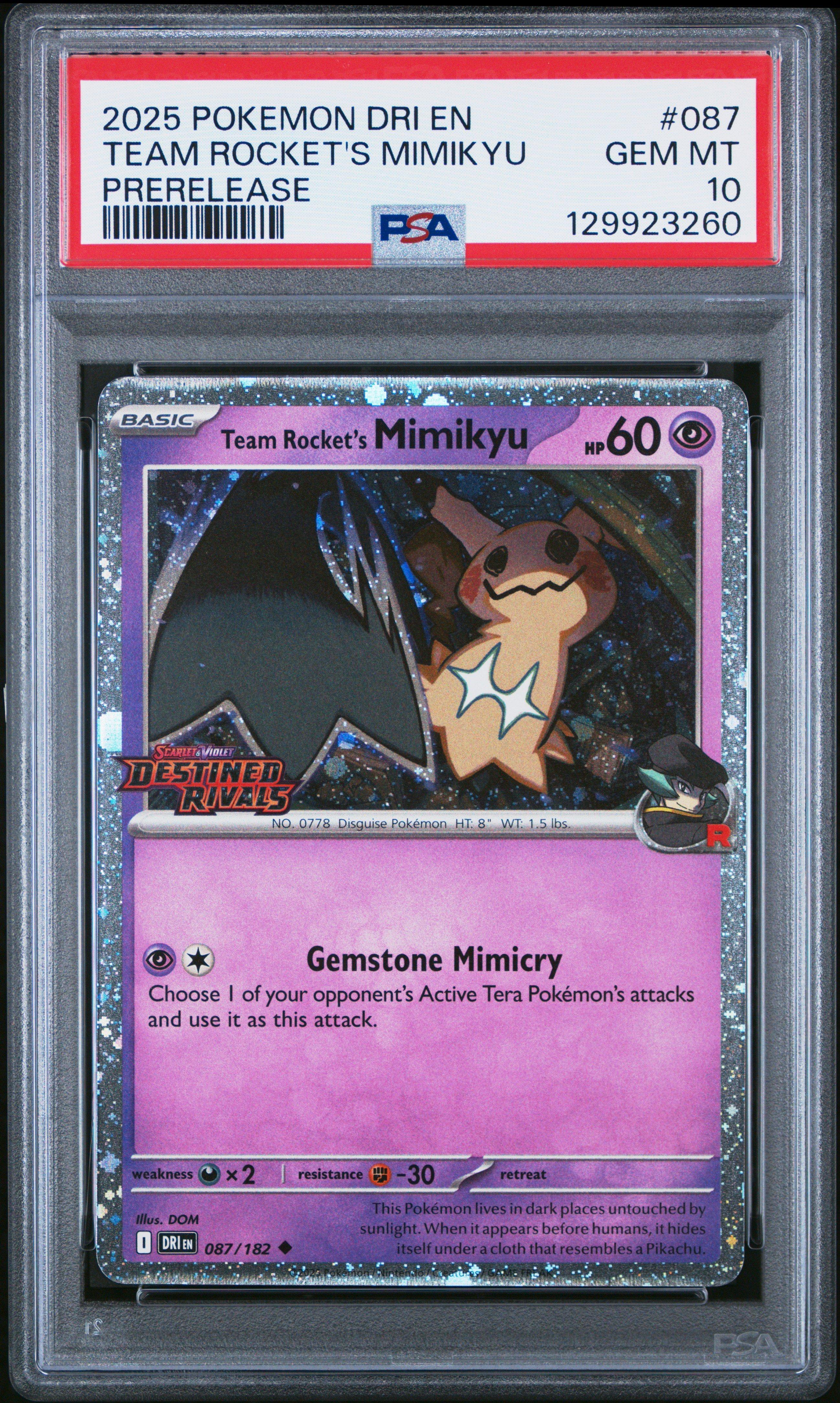 ポケモンカードゲーム 2025 POKEMON M2a JP mimikyu psa10 2025 Pokemon Dri En-destined Rivals 087 Team Rocket's Mimikyu