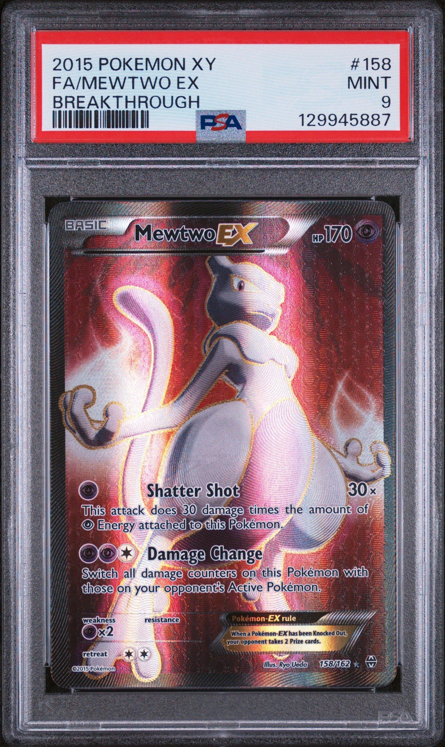 2015 Pokemon Xy Breakthrough 158 Full Art/mewtwo Ex PSA 9 Graded