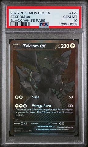 2025 Pokemon Blk En-black Bolt 172 Zekrom Ex Black White Rare PSA