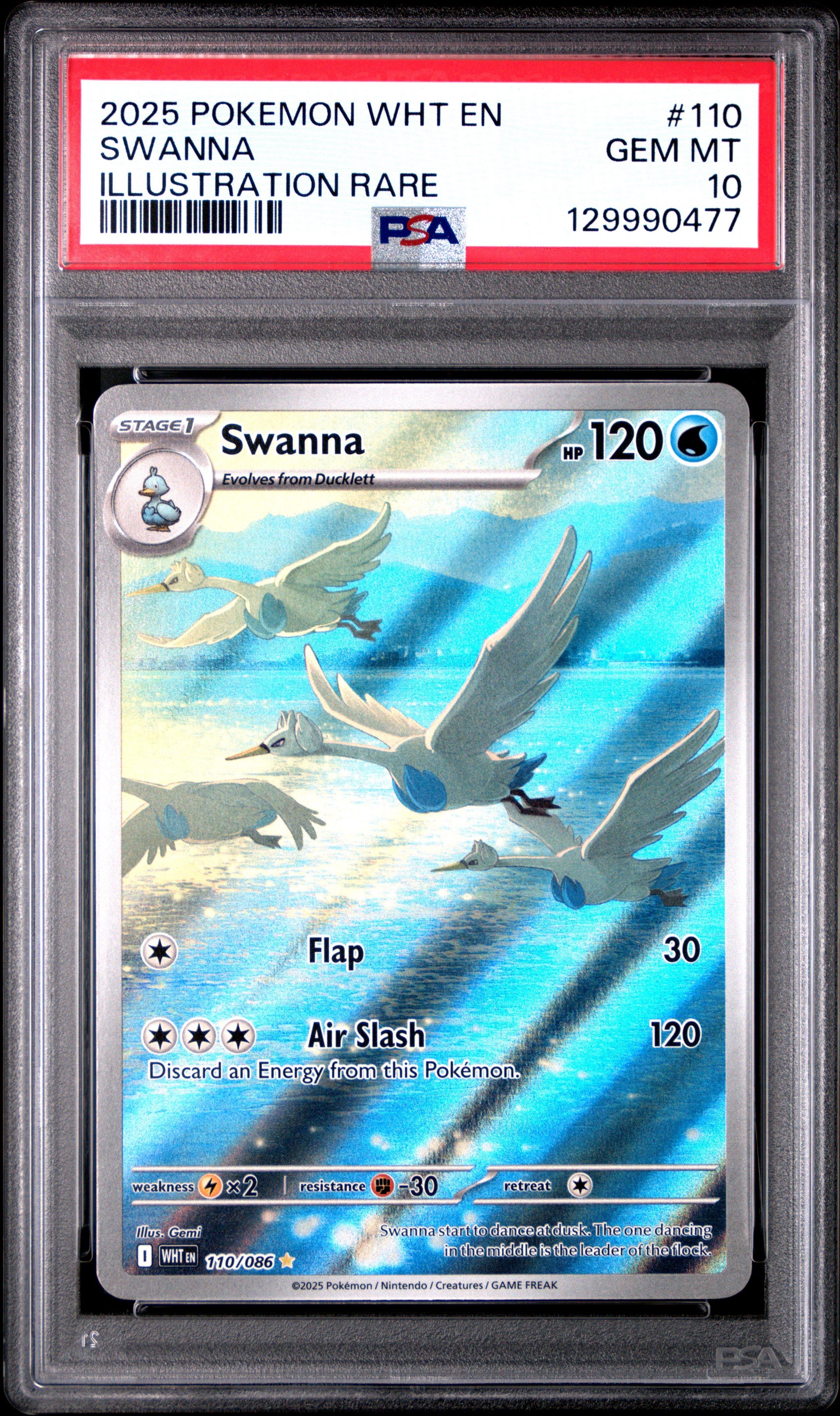 2025 Pokemon Wht En-white Flare 110 Swanna Illustration Rare PSA