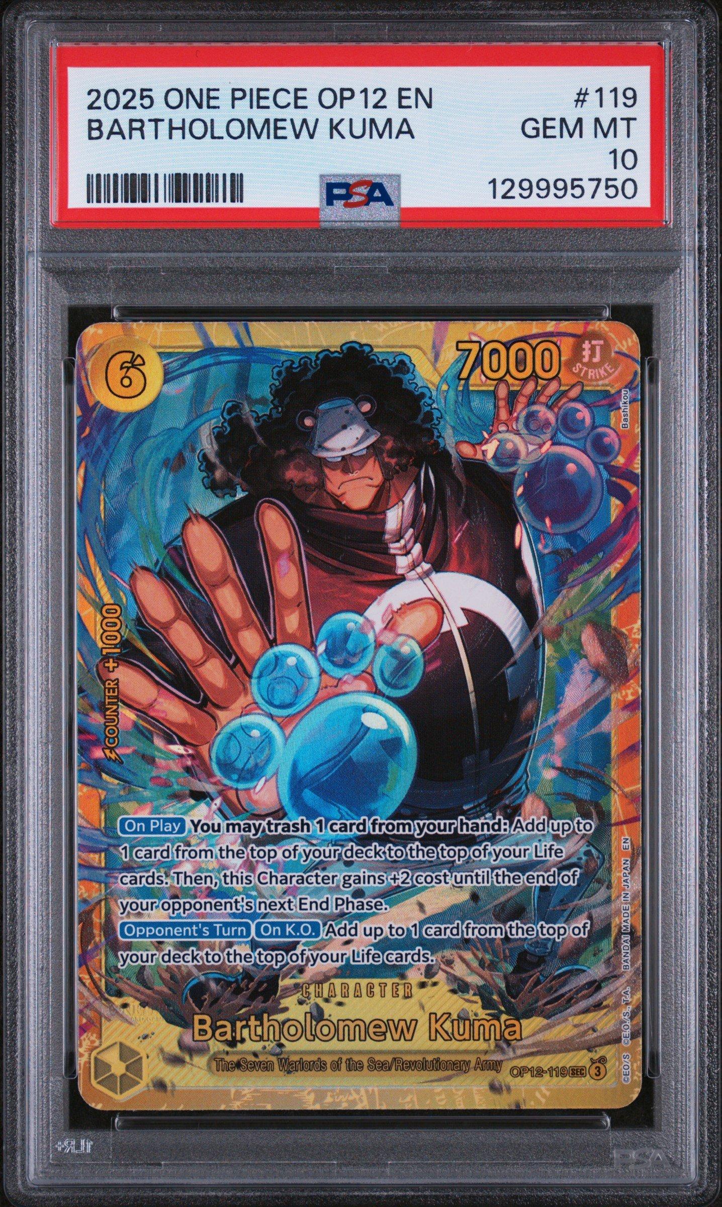 2025 One Piece Op12-legacy Of The Master 119 Bartholomew Kuma PSA