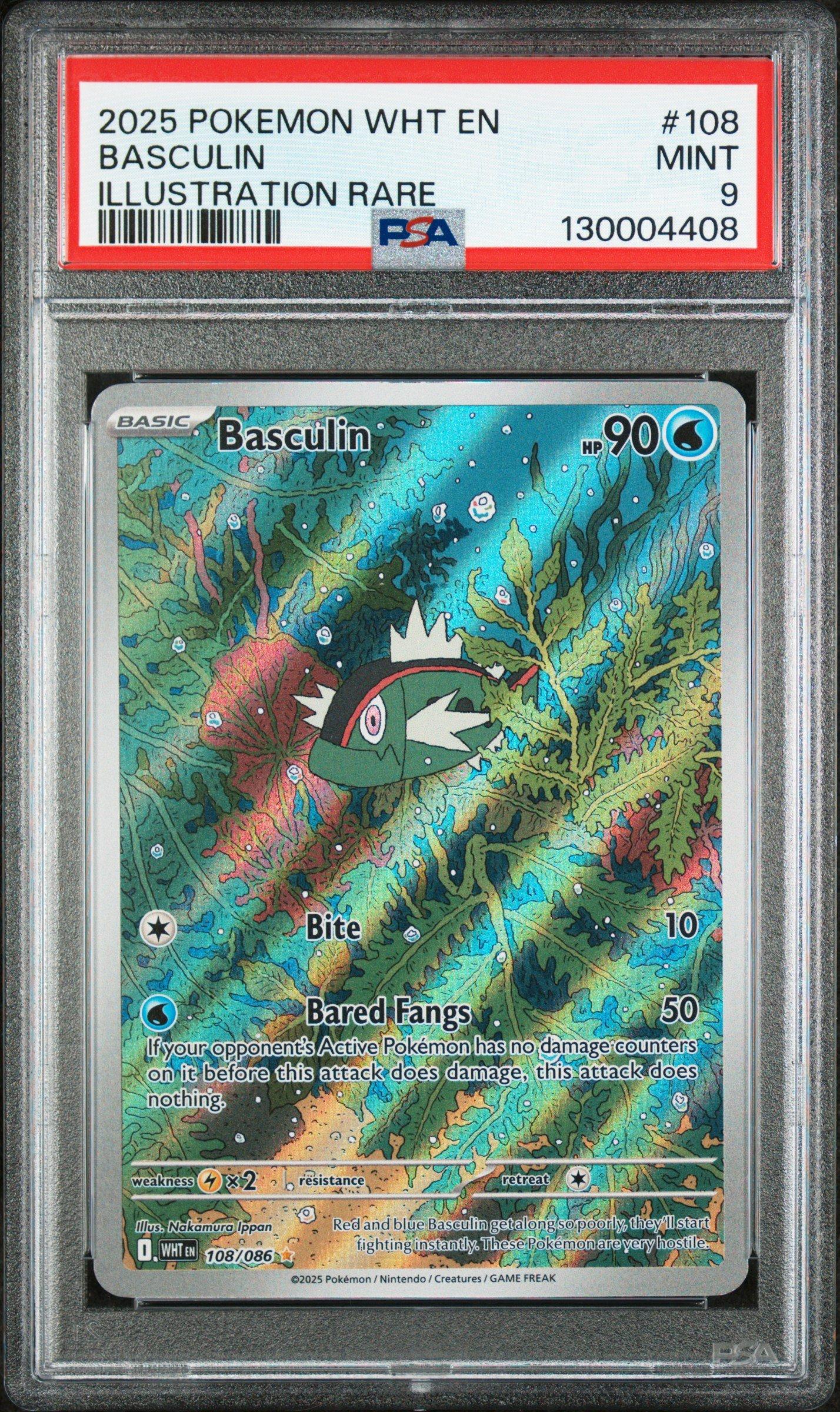 2025 Pokemon Wht En-white Flare 108 Basculin Illustration Rare PSA 9