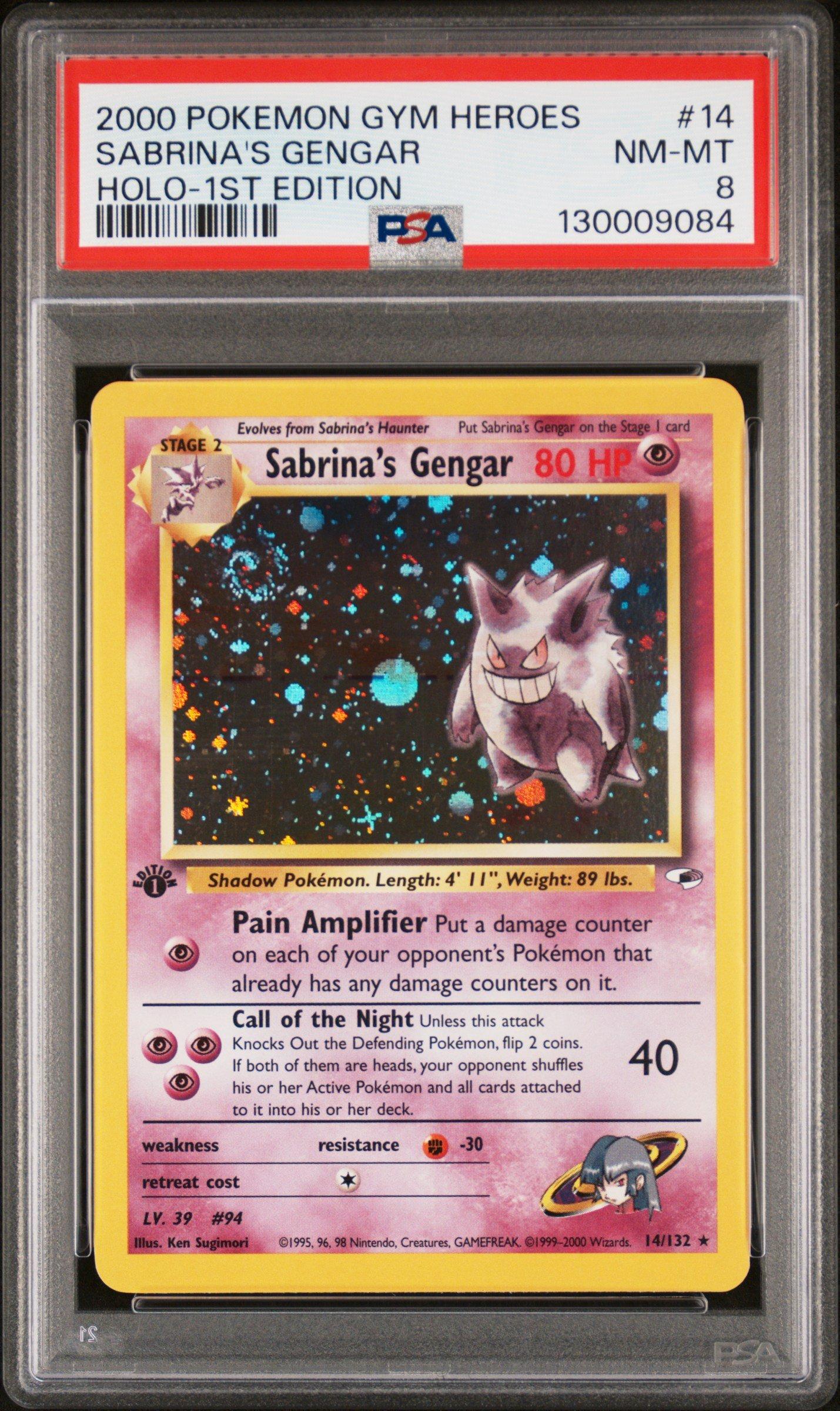 2000 Pokemon Gym Heroes 14 Sabrina's Gengar Holo-1st Edition PSA 8