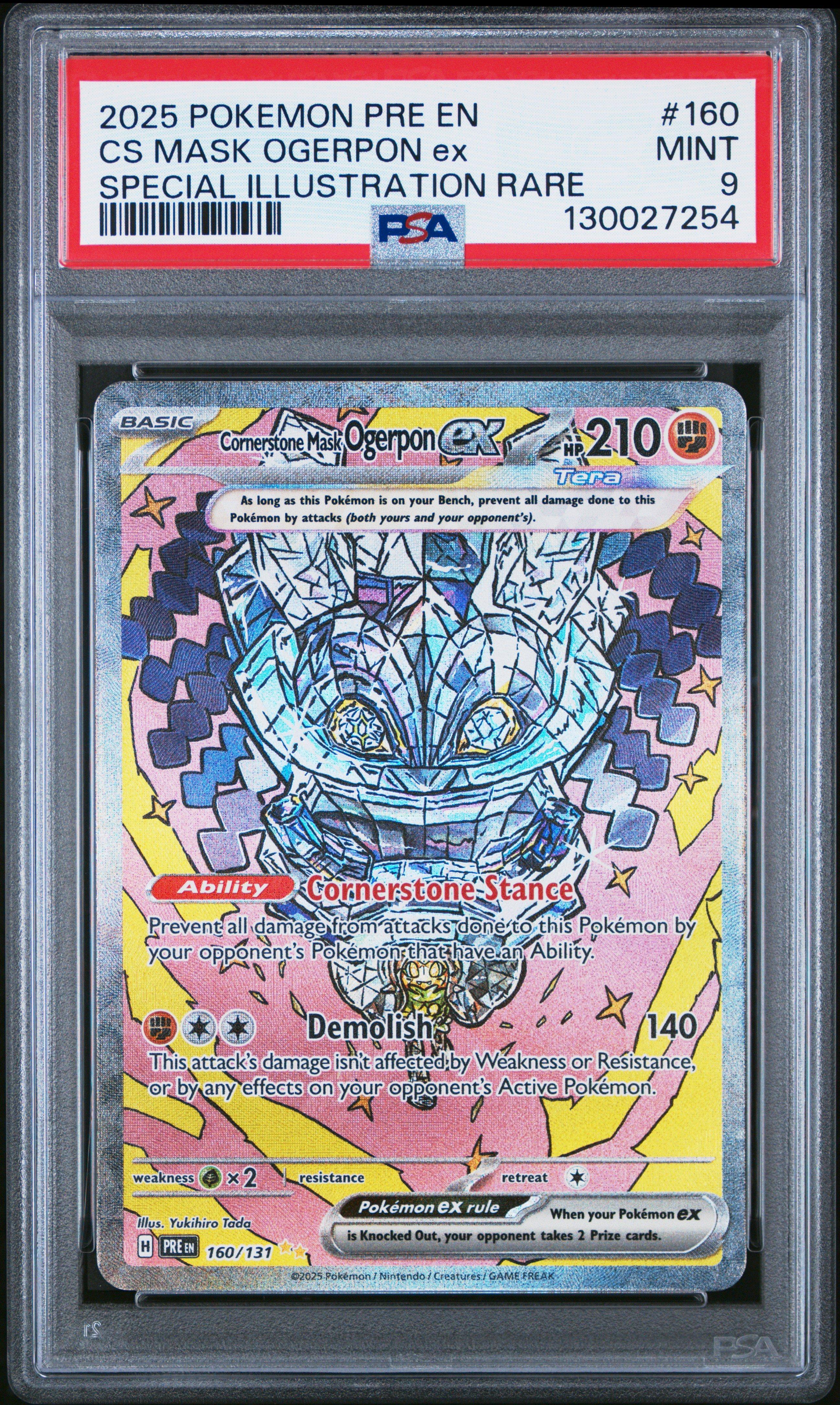 2025 Pokemon Pre En-prismatic Evolutions 160 Cornerstone Mask Ogerpon Ex  Special Illustration Rare PSA 9 Graded Card | GameStop