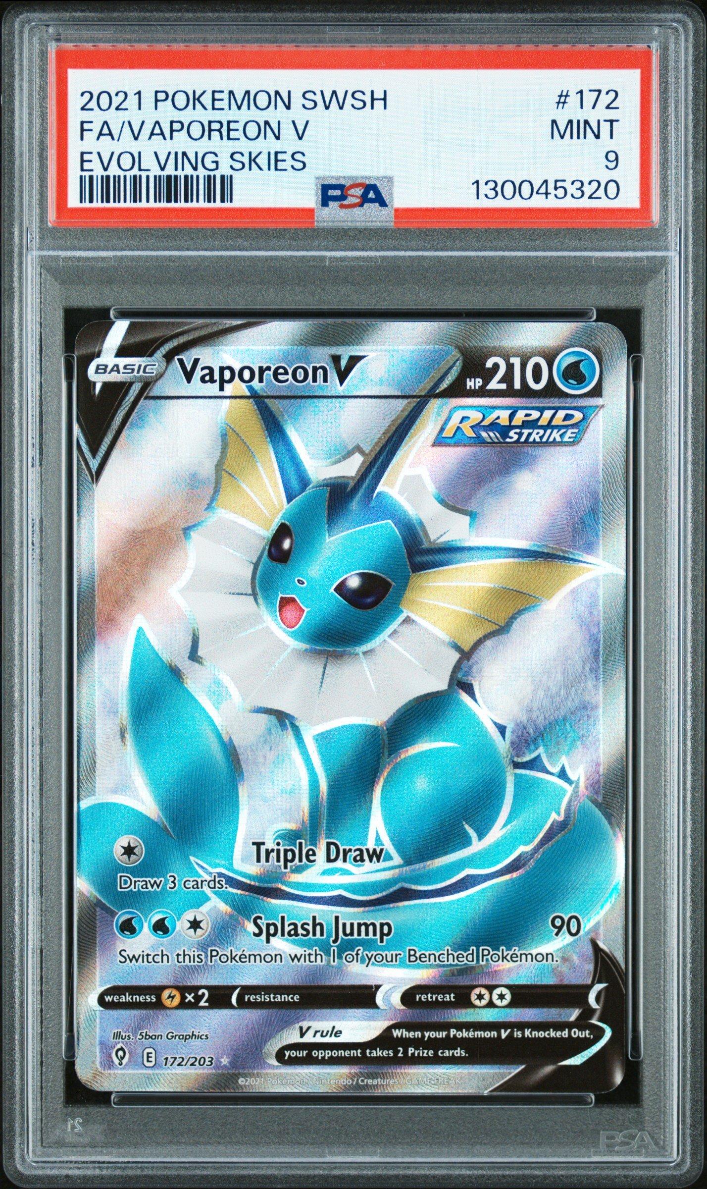 2021 Pokemon Sword & Shield Evolving Skies 172 Full Art/vaporeon V