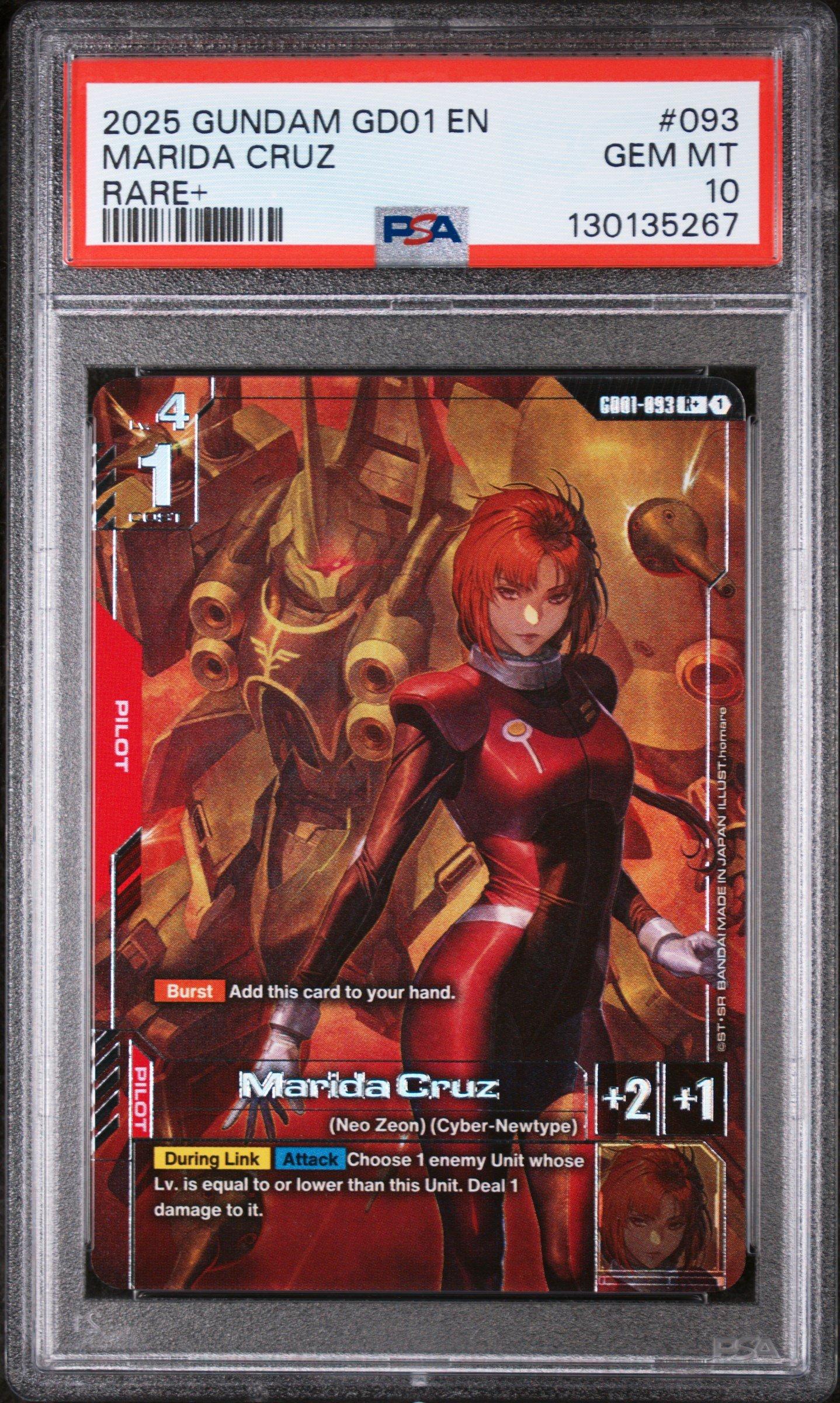 2025 Gundam Newtype Rising 093 Marida Cruz Rare+ PSA 10 Graded