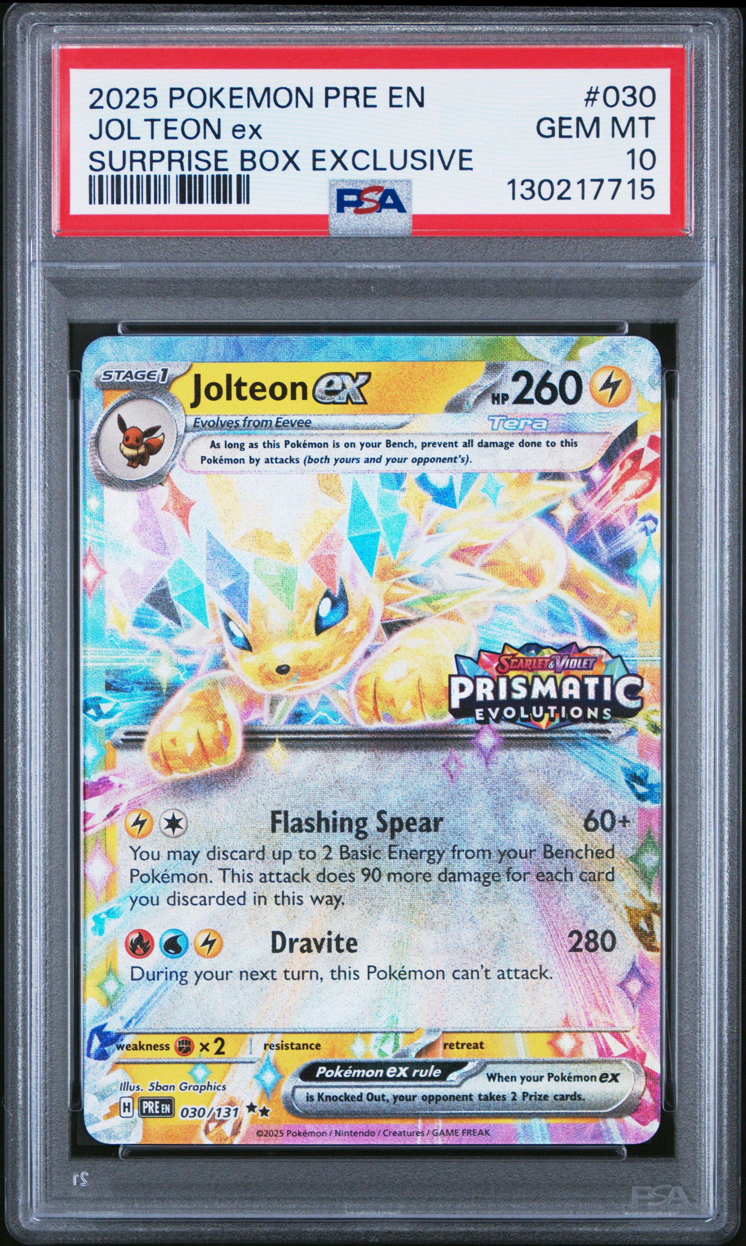 2025 Pokemon Pre En-prismatic Evolutions 030 Jolteon Ex Surprise
