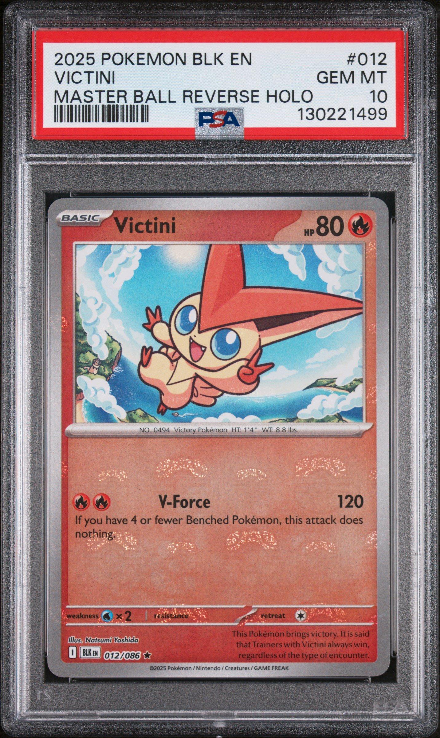 2025 Pokemon Blk En-black Bolt 012 Victini Master Ball Reverse