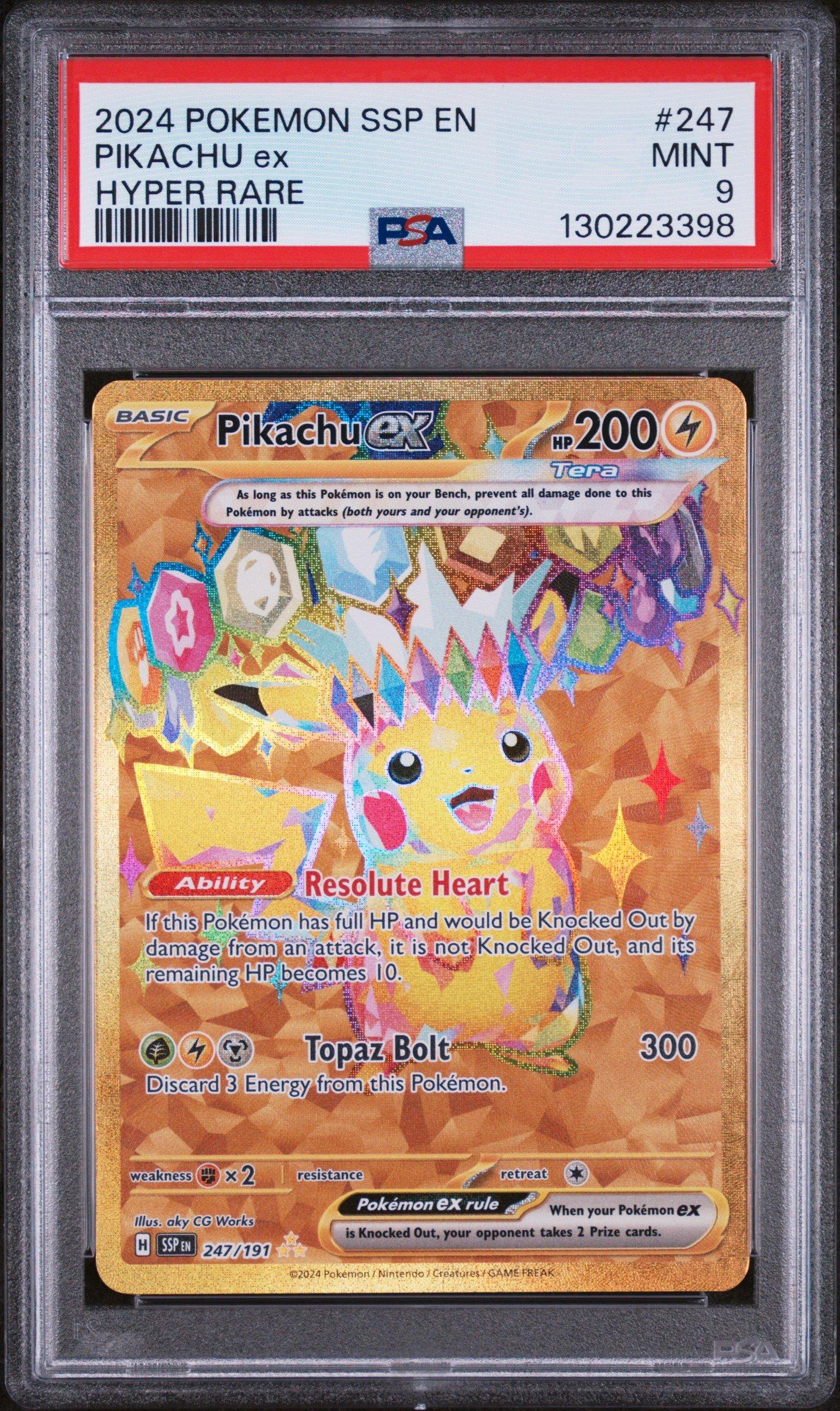 2024 Pokemon Ssp En-surging Sparks 247 Pikachu Ex Hyper Rare PSA 9