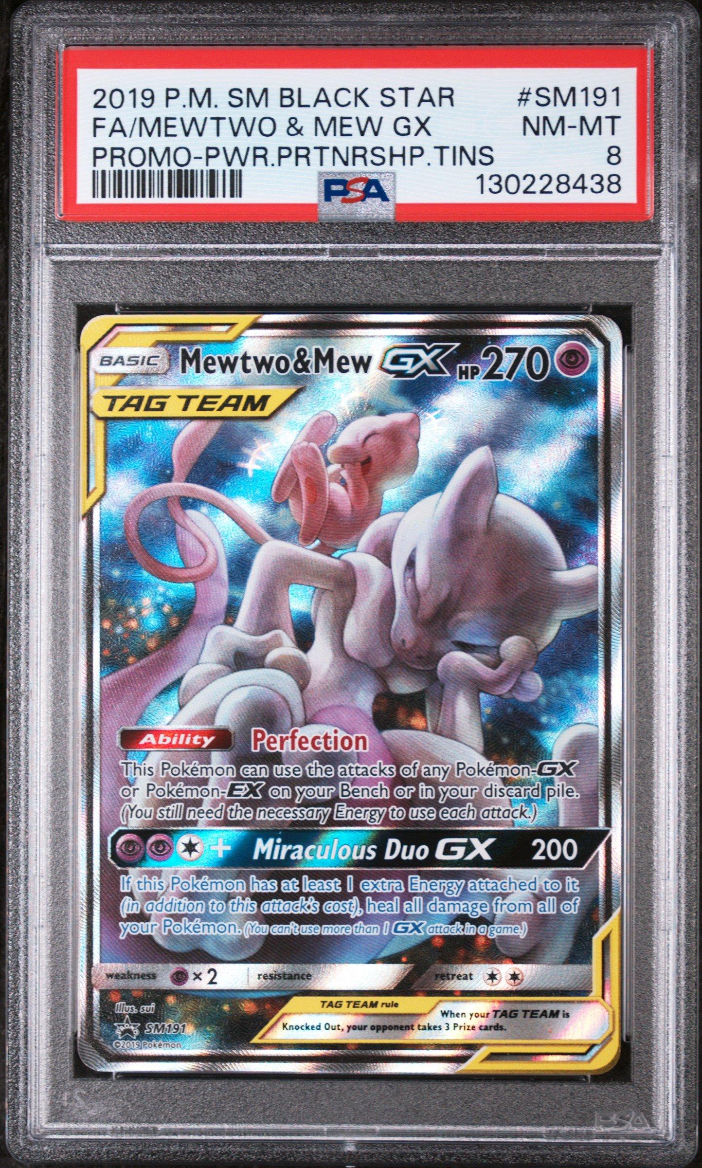2019 Pokemon Sm Black Star Promo Sm191 Full Art/mewtwo & Mew Gx Power  Partnership Tins PSA 8 Graded Card | GameStop