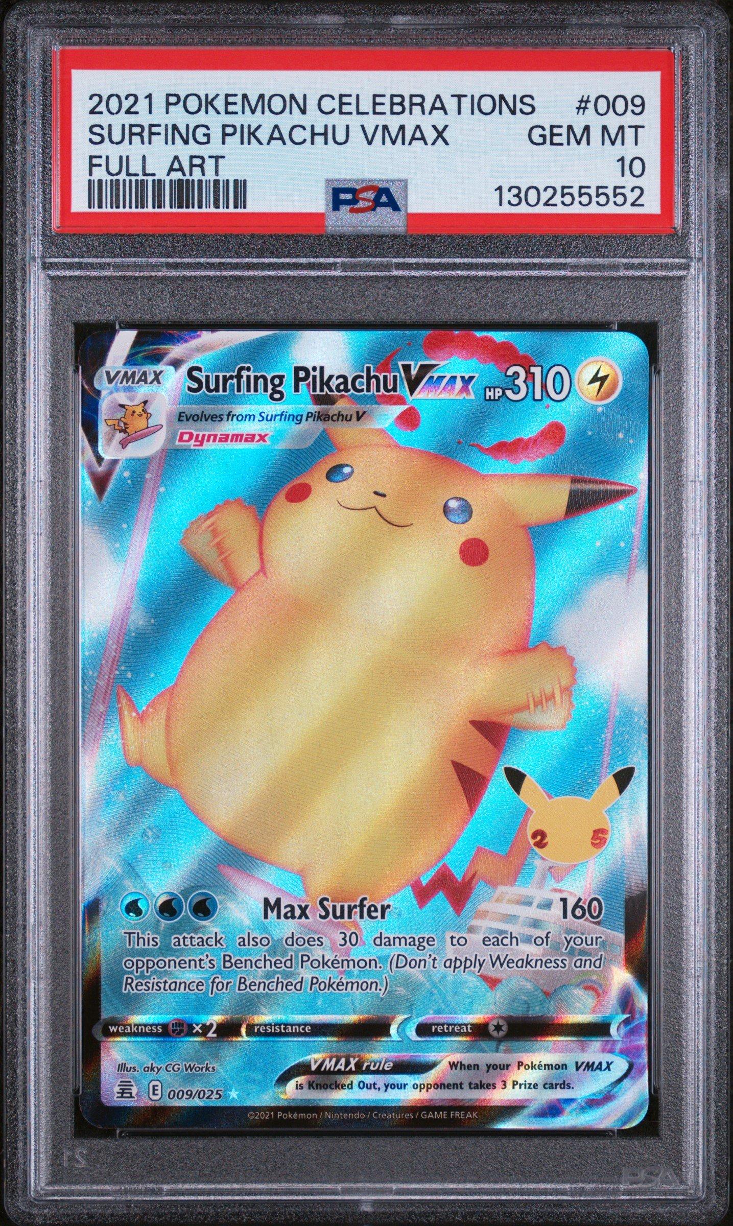2021 サーフィンピカチュウVMAX PSA10 2021 Pokemon Celebrations 009 Full Art/surfing Pikachu Vmax PSA 10