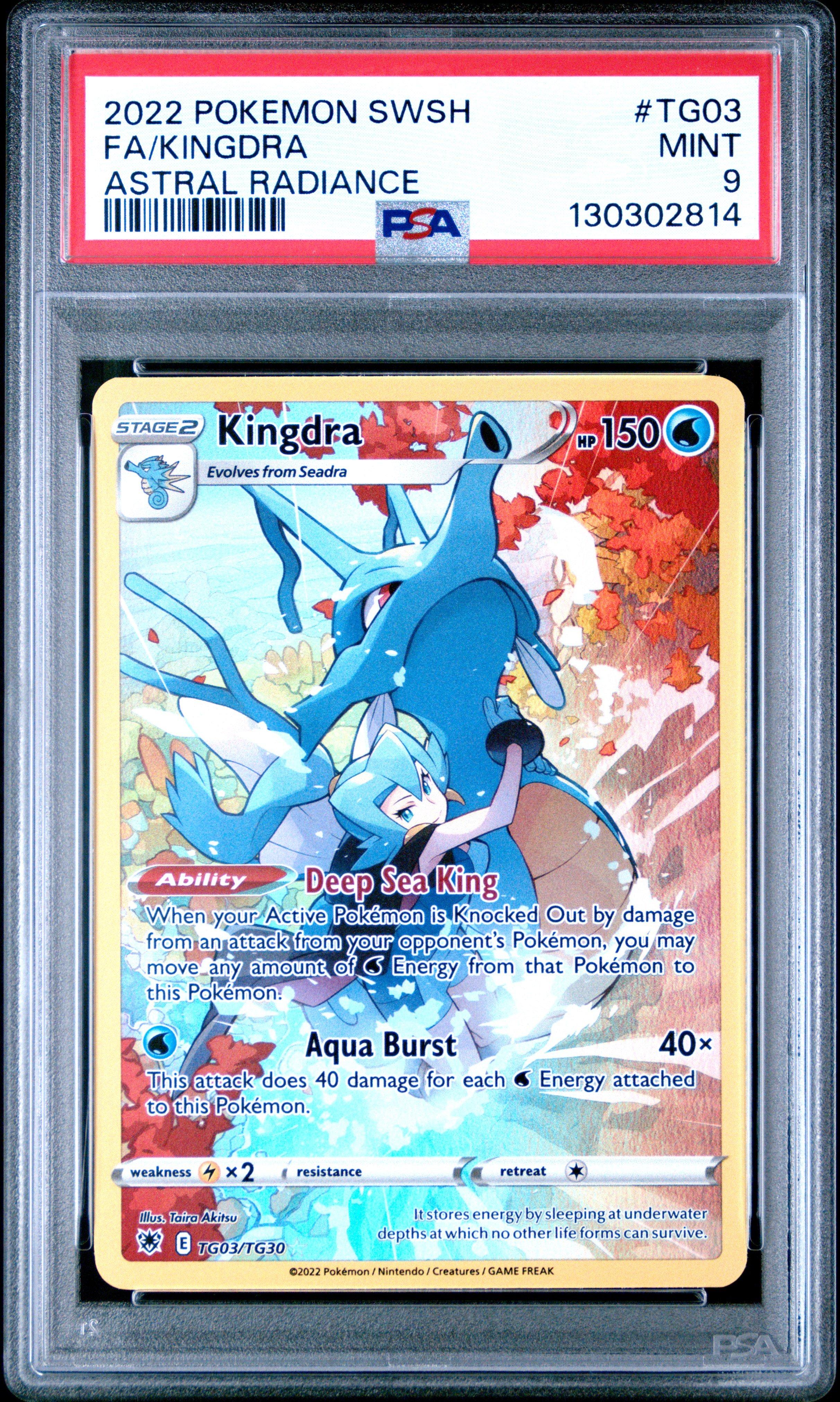2022 Pokemon Sword & Shield Astral Radiance Tg03 Full Art/kingdra PSA