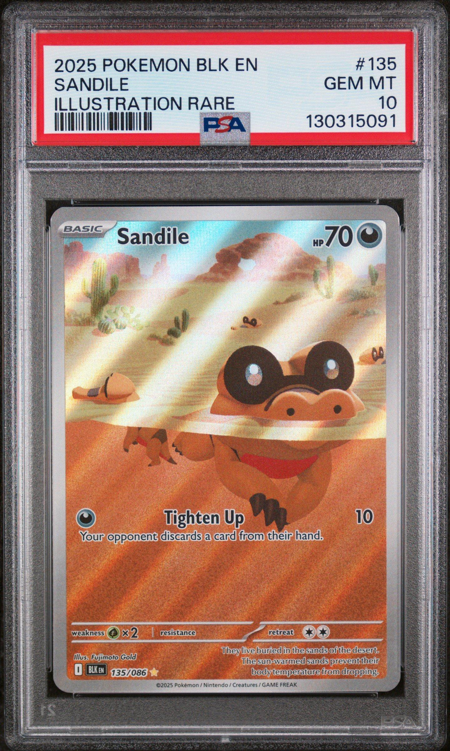 2025 Pokemon Blk En-black Bolt 135 Sandile Illustration Rare PSA