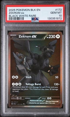 2025 Pokemon Blk En-black Bolt 172 Zekrom Ex Black White Rare PSA