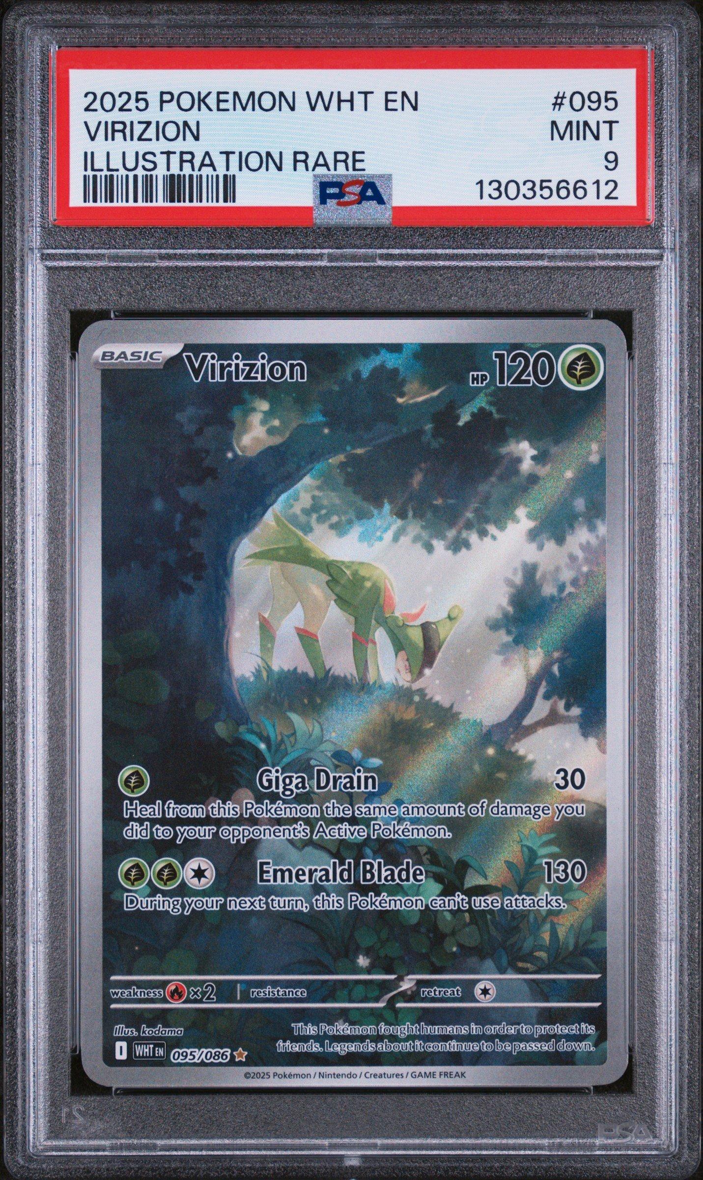 2025 Pokemon Wht En-white Flare 095 Virizion Illustration Rare PSA
