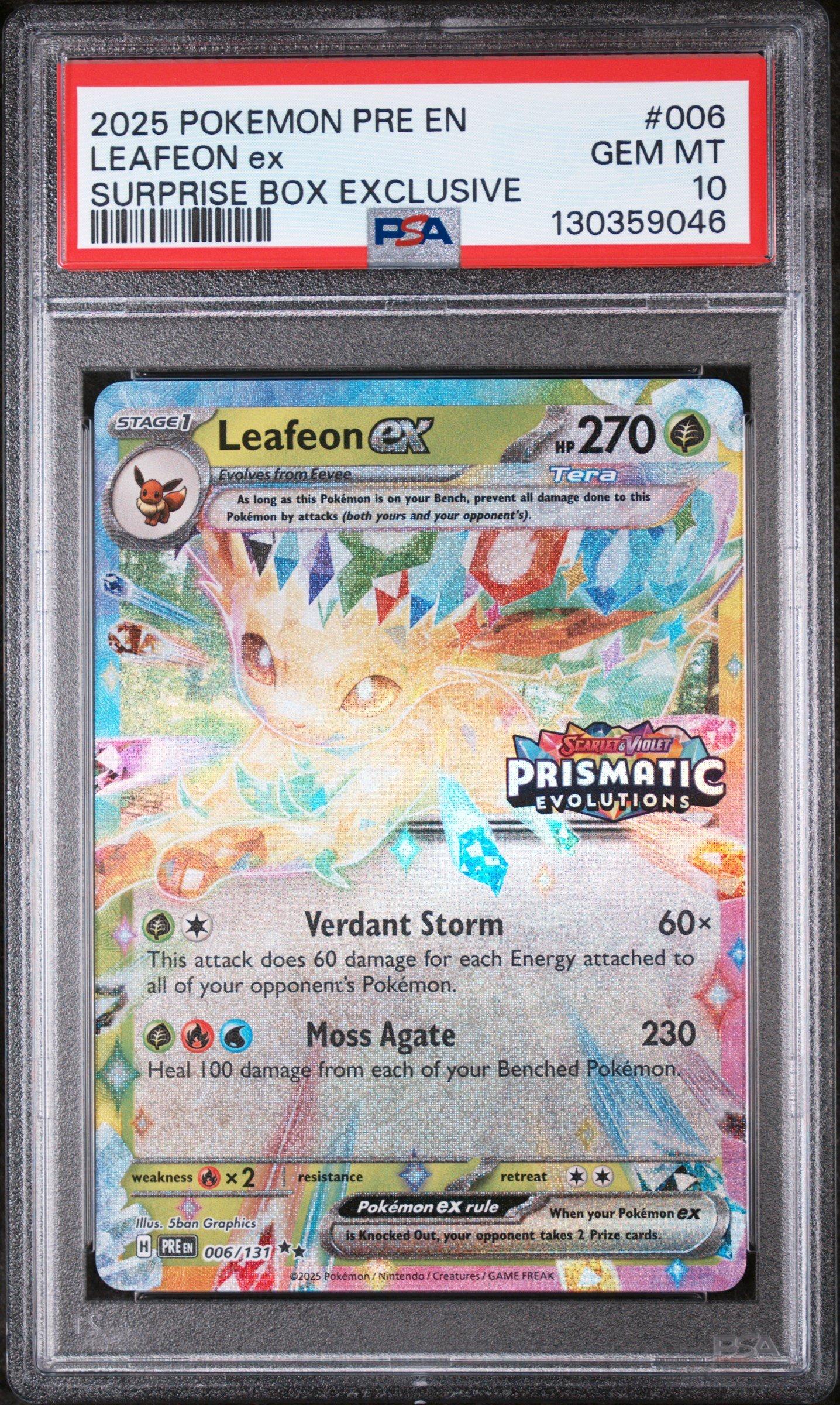 leafeon ex pokemon card 144/131 Water Moss Agate (230) Heal 100 damage from each of your Benched Pokemon. Custom, Holographic, Glossy, Pocket TCG