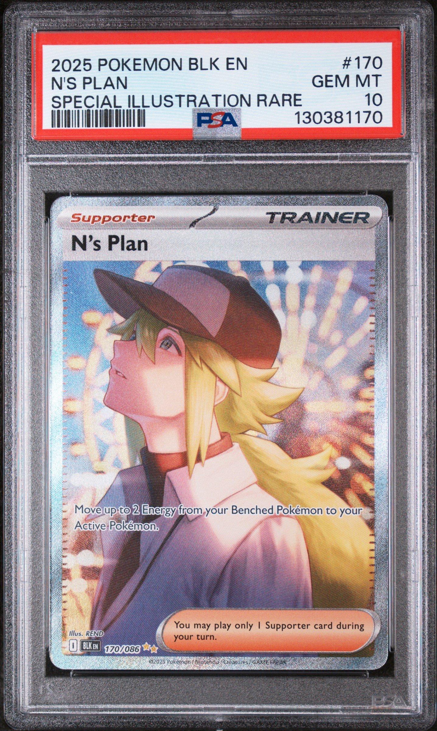 2025 Pokemon Blk En-Black Bolt 170 N's Plan Special Illustration Rare PSA 10