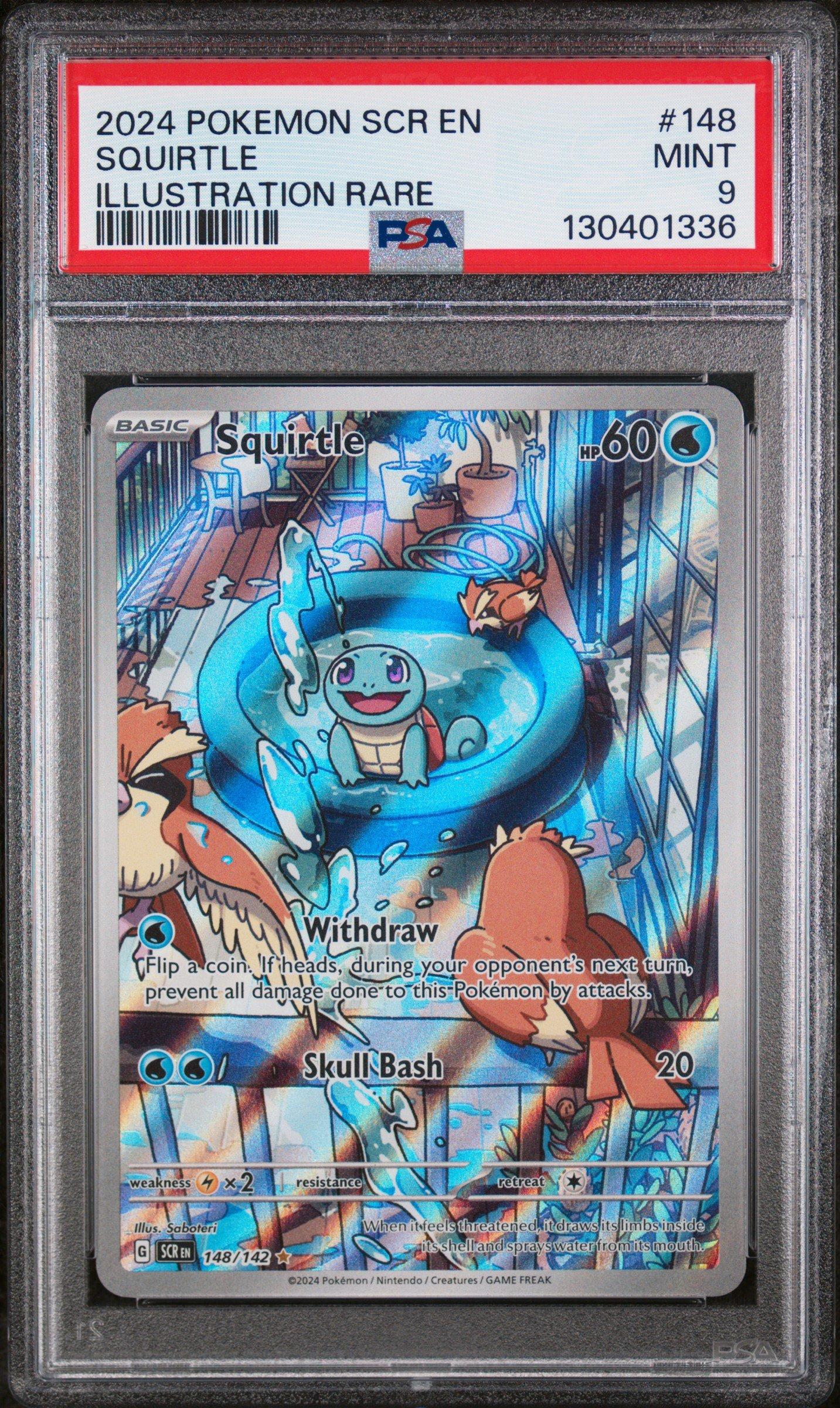 squirtle graded card 2024 Pokemon Scr En-stellar Crown 148 Squirtle Illustration Rare PSA 9
