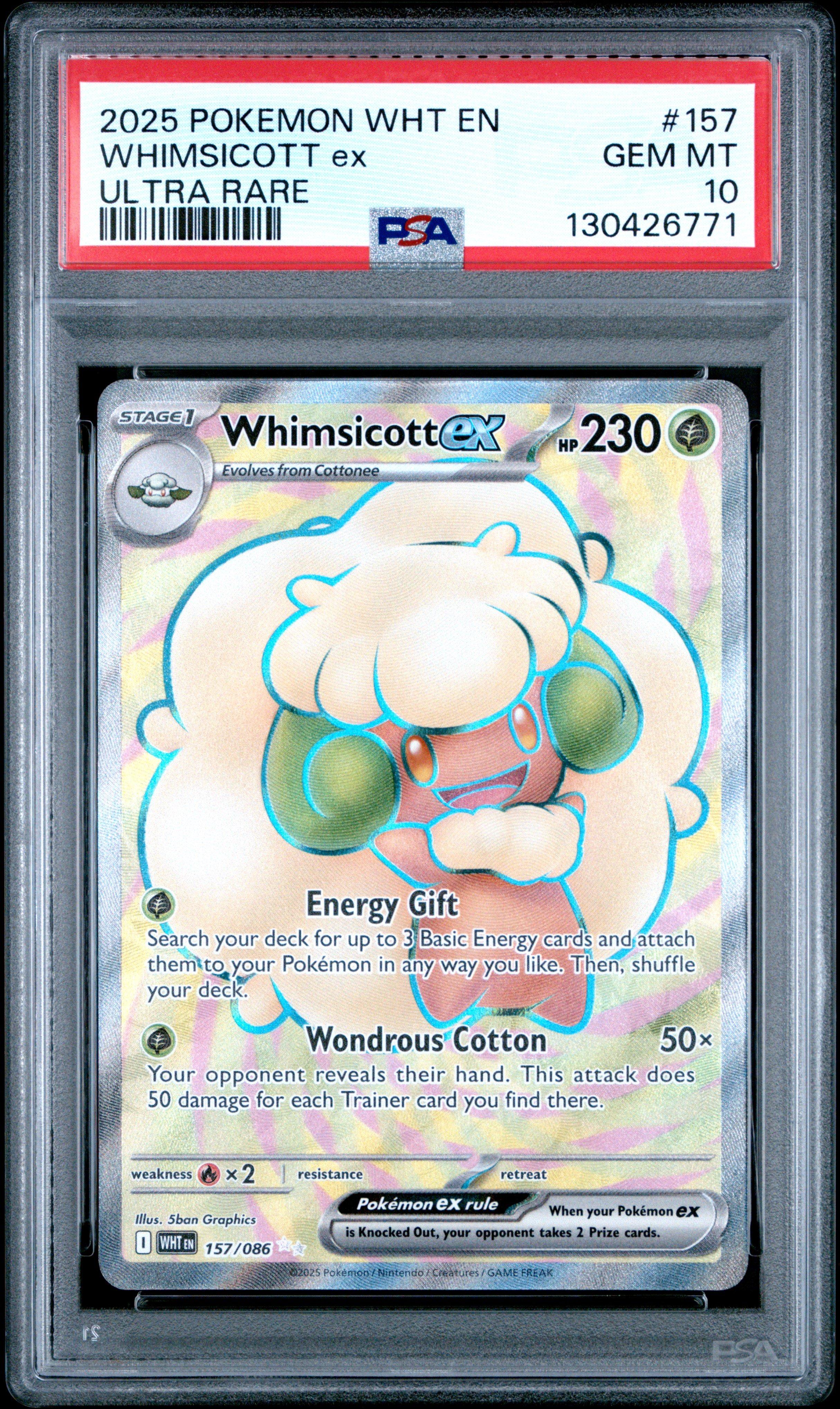 2025 Pokemon Wht En-white Flare 157 Whimsicott Ex Ultra Rare PSA