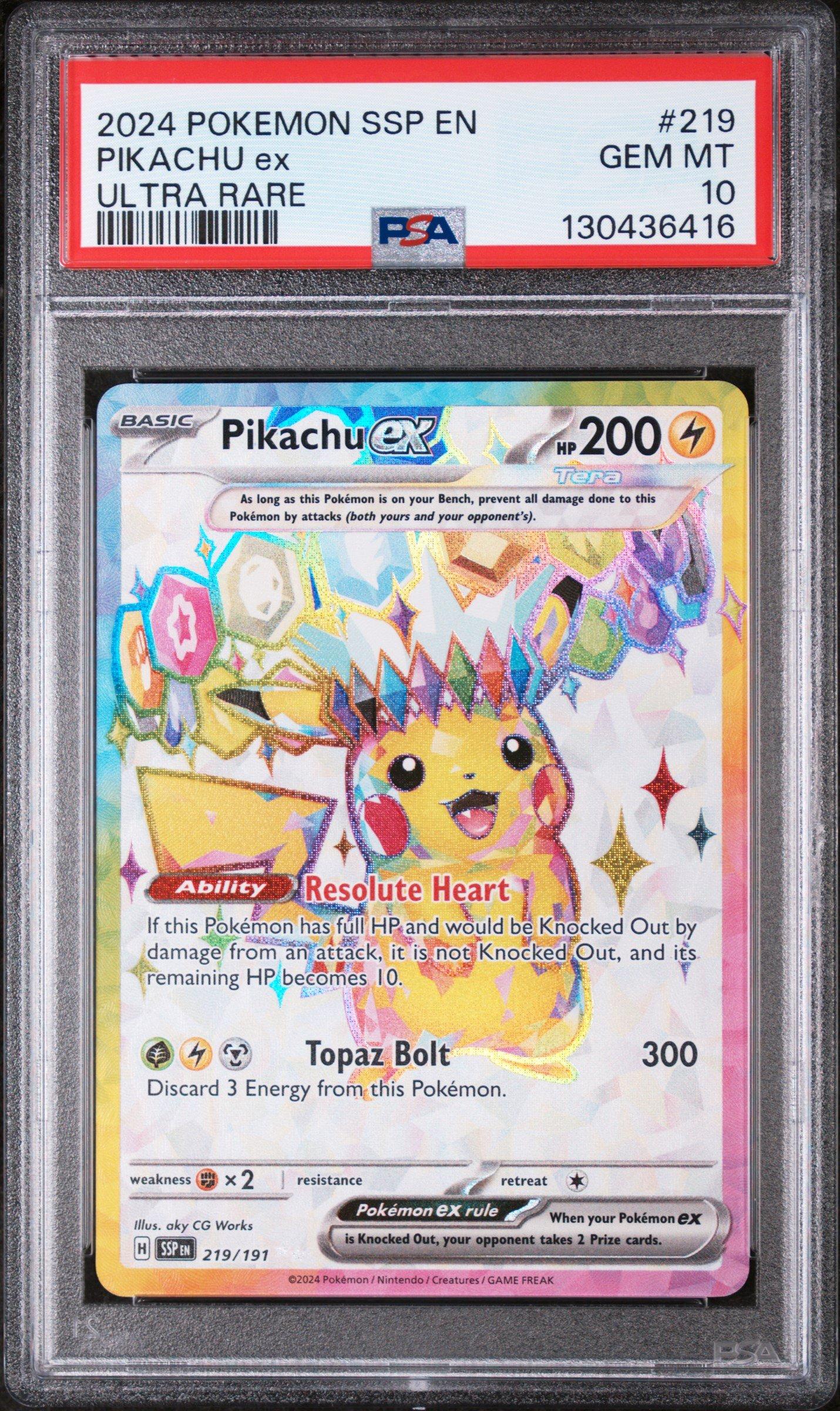 【PSA10】ピカチュウex UR ポケモンカード Pikachu ex UR 2024 Pokemon Ssp En-surging Sparks 219 Pikachu Ex Ultra Rare PSA