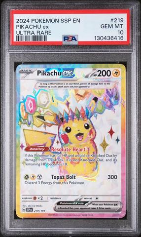 2024 Pokemon Ssp En-surging Sparks 219 Pikachu Ex Ultra Rare PSA