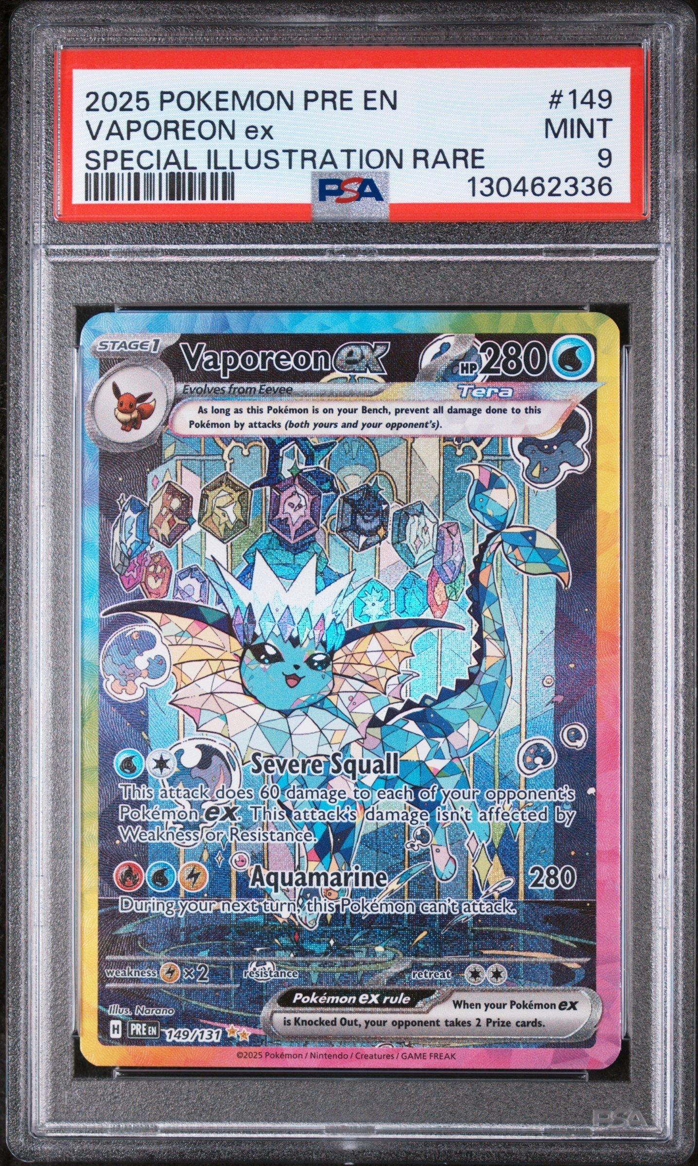 2025 Pokemon Pre En-prismatic Evolutions 149 Vaporeon Ex Special