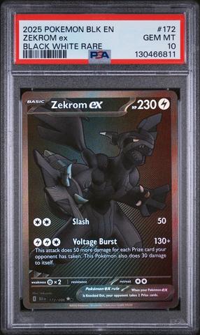 ゼクロムex BWR Zekrom ex BWR GEM MT 10 PSA10 2025 Pokemon Blk En-black Bolt 172 Zekrom Ex Black White Rare PSA