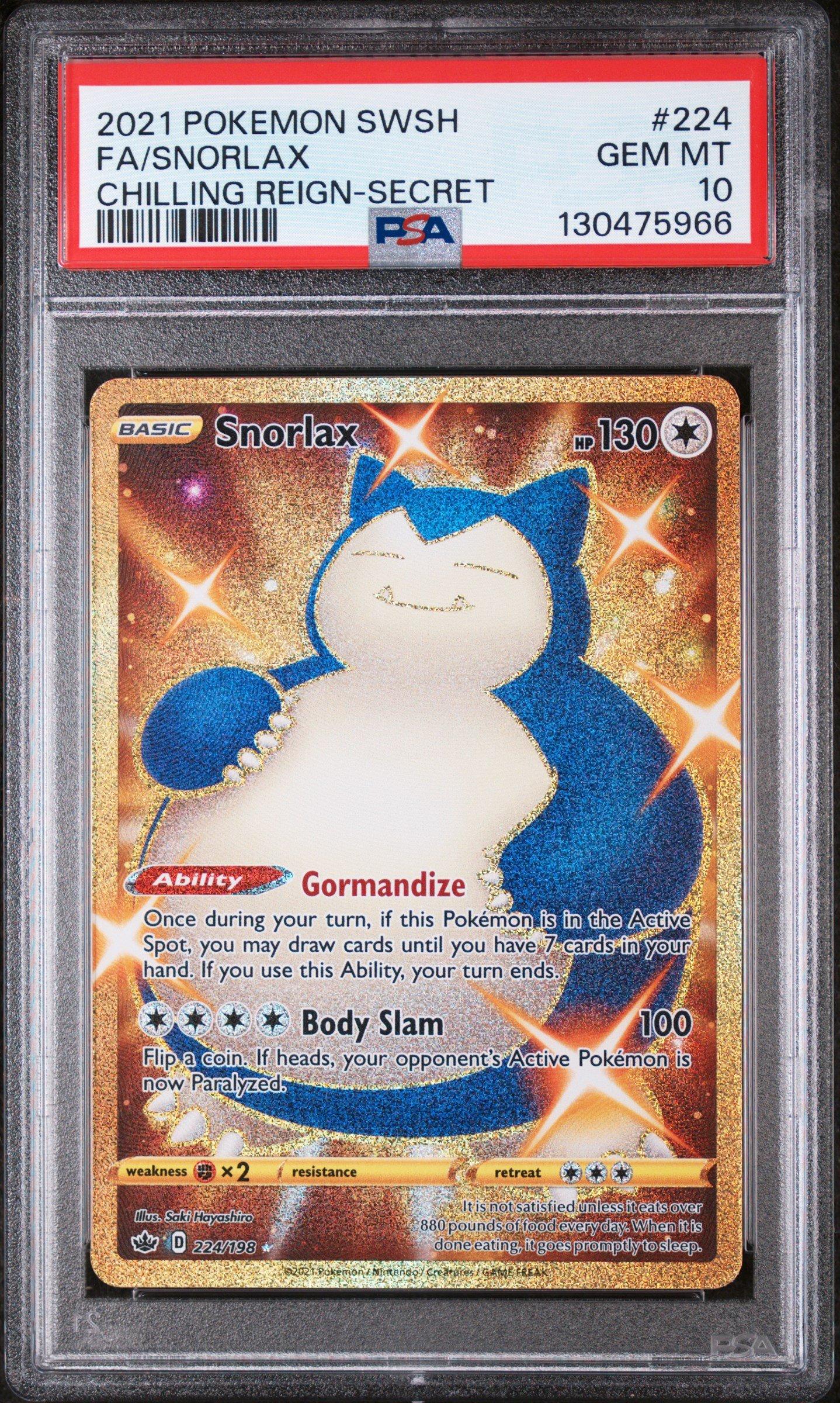 2021 Pokemon Sword & Shield Chilling Reign 224 Full Art/snorlax Secret PSA  10 Graded Card | GameStop