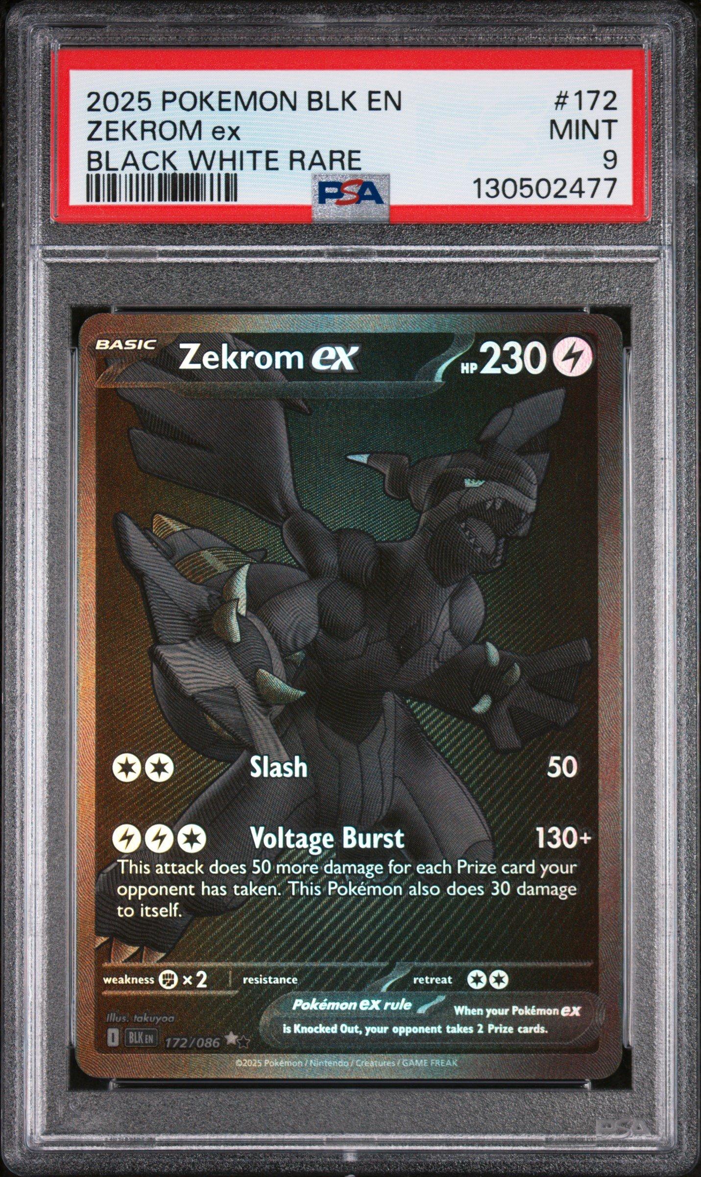 2025 Pokemon Blk En-black Bolt 172 Zekrom Ex Black White Rare PSA