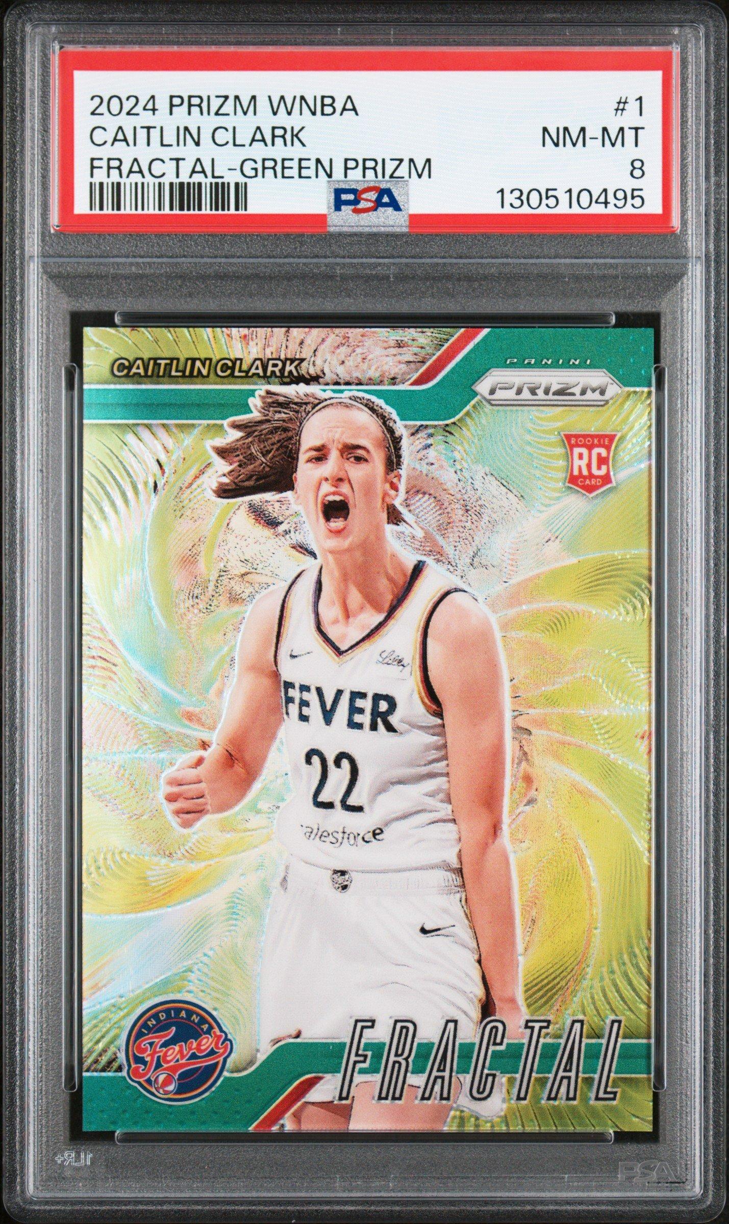2024 Panini Prizm Wnba Fractal 1 Caitlin Clark Green Prizm PSA 8