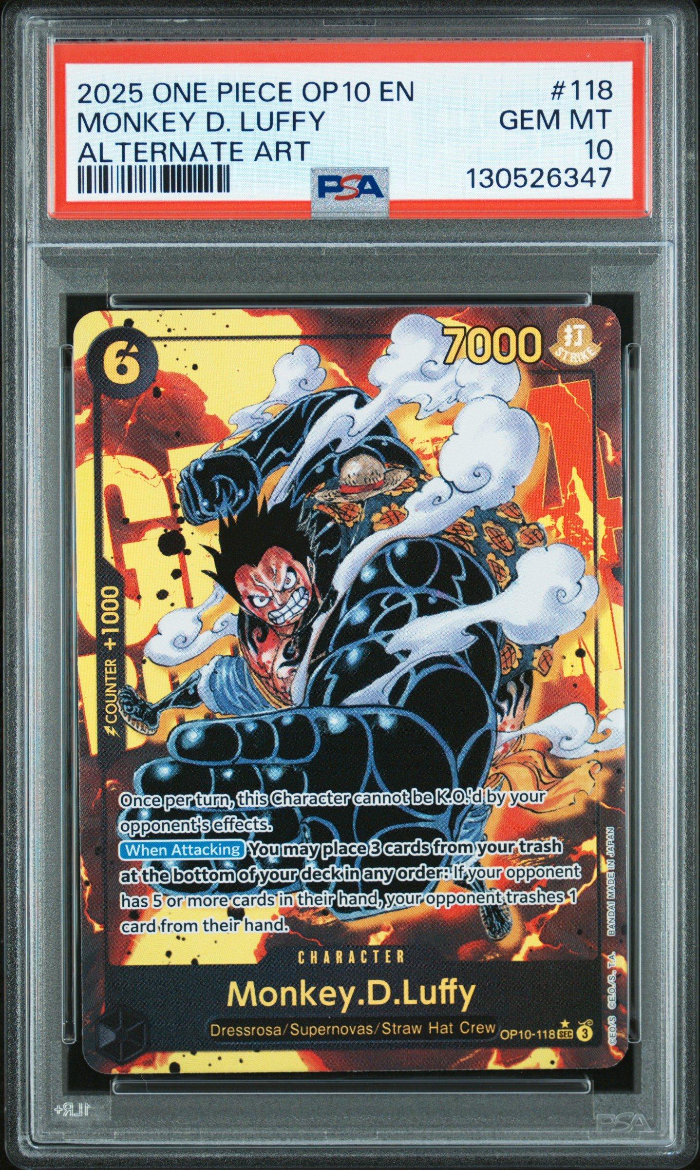 2025 One Piece Op10-royal Blood 118 Monkey D. Luffy Alternate Art PSA 10