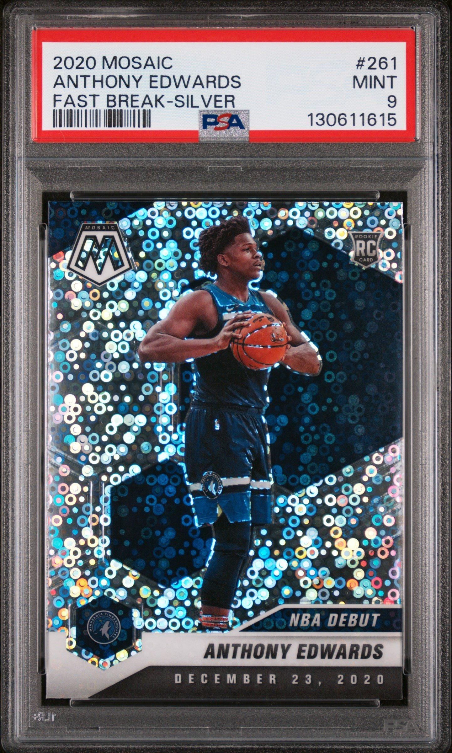 2020 Panini Mosaic 261 Anthony Edwards Fast Break-silver PSA 9