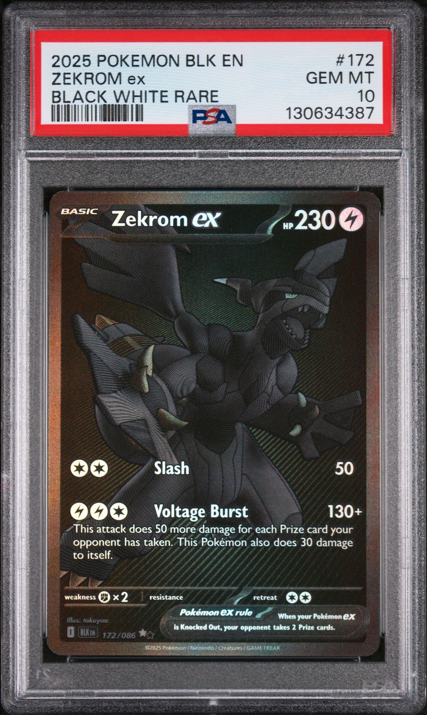 2025 Pokemon Blk En-black Bolt 172 Zekrom Ex Black White Rare PSA