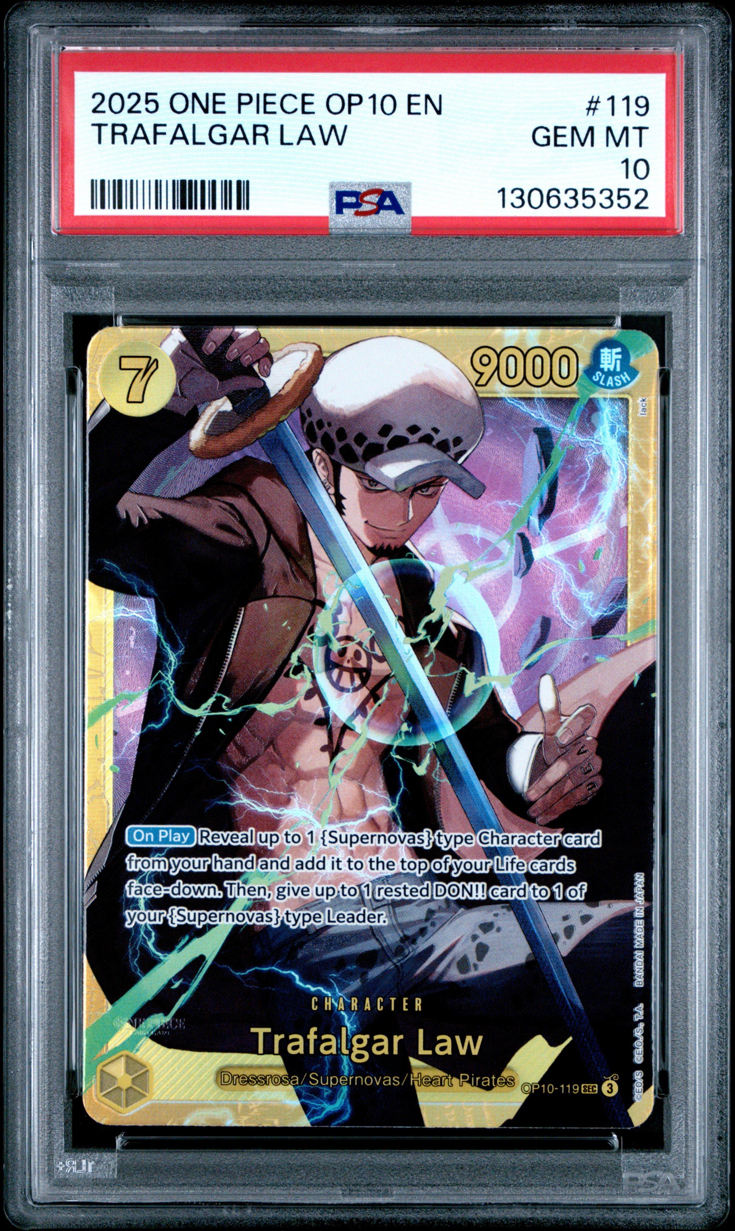 2025 One Piece Op10-royal Blood 119 Trafalgar Law PSA 10 Graded